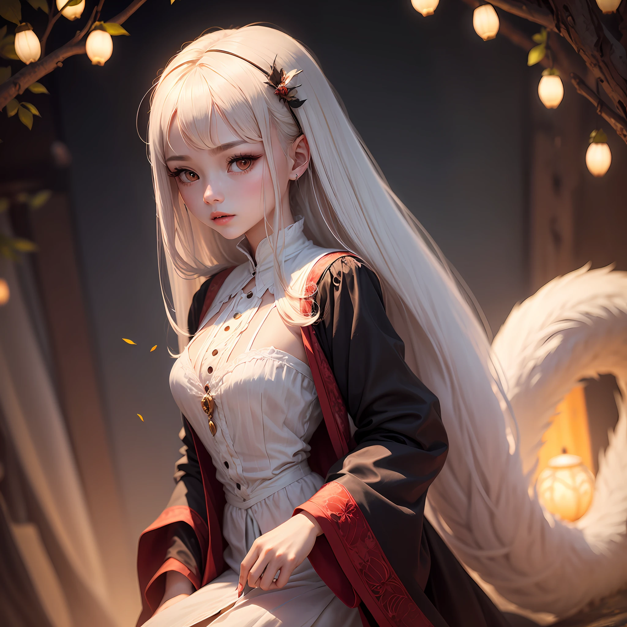 The red-clothed ghostly and beautiful face,Apricot eyes contain spring,Upturned tail of the eyes,A little enchanting red,There are natural silkworms right now, --auto