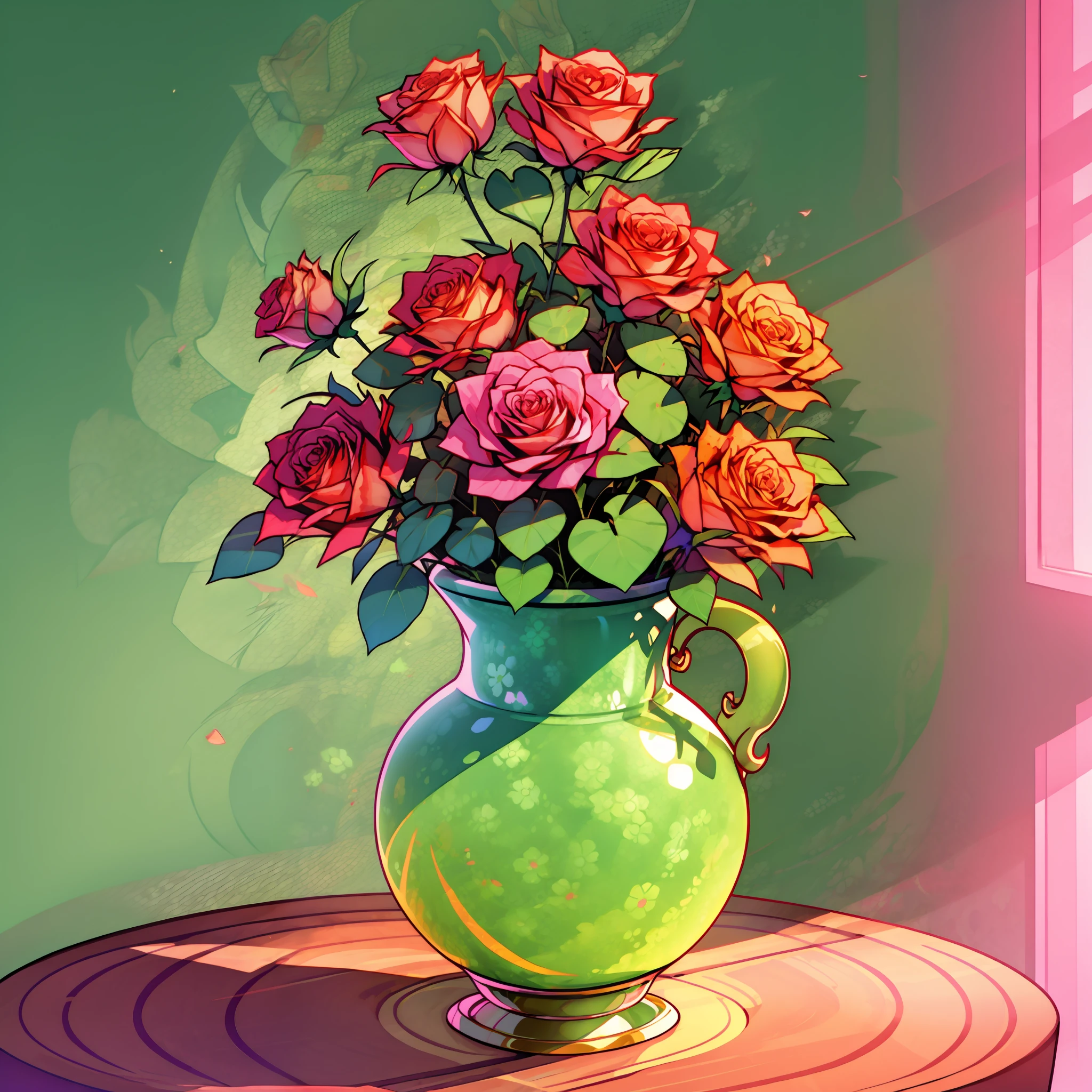 vase of creative roses