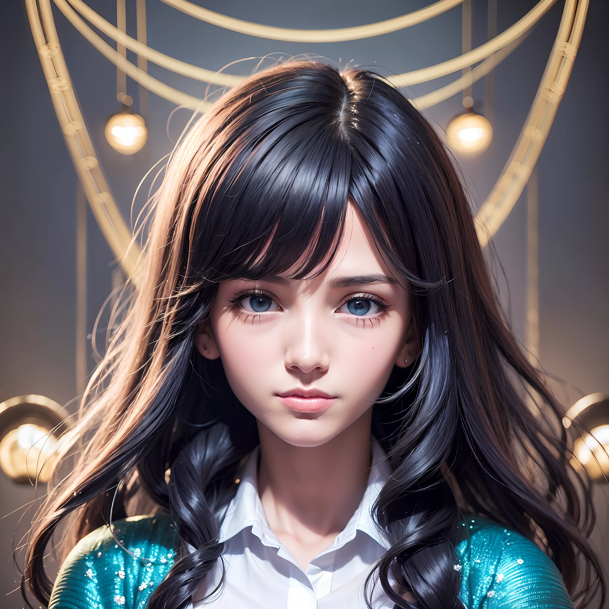 Best quality at best，tmasterpiece，The photograph，（fidelity：1.2），1 girl，black color hair，Black eyes，frontage，A detailed face，beautidful eyes，full bodyesbian，school ground，校服，long-focus ，Realiy，llight rays，90's --auto