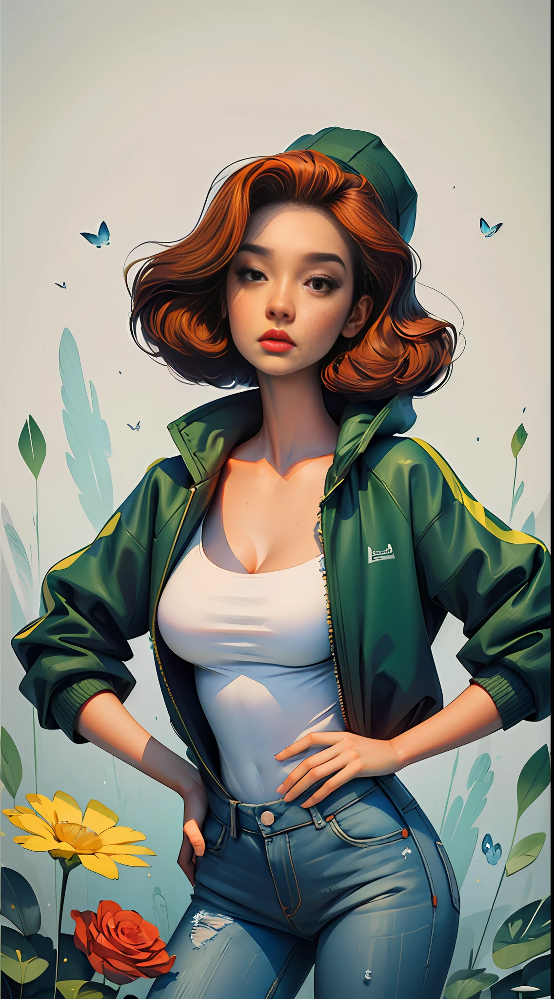 mulher linda , longos cabelos negros,::((melhor qualidade)), ((obra-prima)), (muito detalhado:1.3)(masterpiece:1.2, melhor qualidade), (finamente detalhados belos olhos: 1.2), (masterpiece:1.2, melhor qualidade), (finely detailed beautiful eyes: 1.2), (masterpiece:1.2, best quality), (finely detailed beautiful eyes: 1.2), ((1girl kelly brook very beautiful woman big breast )), ((solo)), (olhos vermelhos:1.4), (olhos finamente detalhados e rosto detalhado:1.3),), (com jeans e uma camiseta ou vestido branco:1.3), (fundo bonito e claro:1.2), (cg extremamente detalhado, ultra-detalhado, melhor sombra:1.1), ((profundidade de campo)), ((aquarela)), seios grandes, ombros nus, flowers and petals, beautiful concept illustration , (fundo branco:0.5), (illustation :1.1), (extremamente fino e belo:1.1), (detalhes perfeitos: 1.1), obra-prima, alta qualidade, highres, aprimoramento de detalhes, 8k, hd, obra-prima, melhor qualidade, alta qualidade, highres, aprimoramento de detalhes, ::style joe madureira comic stiyle ::2.9 (masterpiece:1.2, best quality), (finely detailed beautiful eyes: 1.2), ((1girl ashley alexiss beautiful woman big breast )), ((solo)), (olhos vermelhos:1.4), (olhos finamente detalhados e rosto detalhado:1.3),), (com jeans e uma camiseta ou vestido branco:1.3), (fundo bonito e claro:1.2), (cg extremamente detalhado, ultra-detalhado, melhor sombra:1.1), ((profundidade de campo)), ((aquarela)), , ombros nus, flowers and petals, beautiful concept illustration , (fundo branco:0.5), (illustation :1.1), (extremamente fino e belo:1o:0.5), (illustation :1.1), (extremamente fino e belo:1.1), (detalhes perfeitos: 1.1), obra-prima, alta qualidade, highres, aprimoramento de detalhes, 8k, hd, obra-prima, melhor qualidade, alta qualidade, highres, aprimoramento de detalhes(atompunk+minimalist) style, a beautiful and intricate background composed of (spheres and lines), featuring a (techwear xadrez jacket with textures), 1 redhead girl in lingerie adds a touch of sensuality.