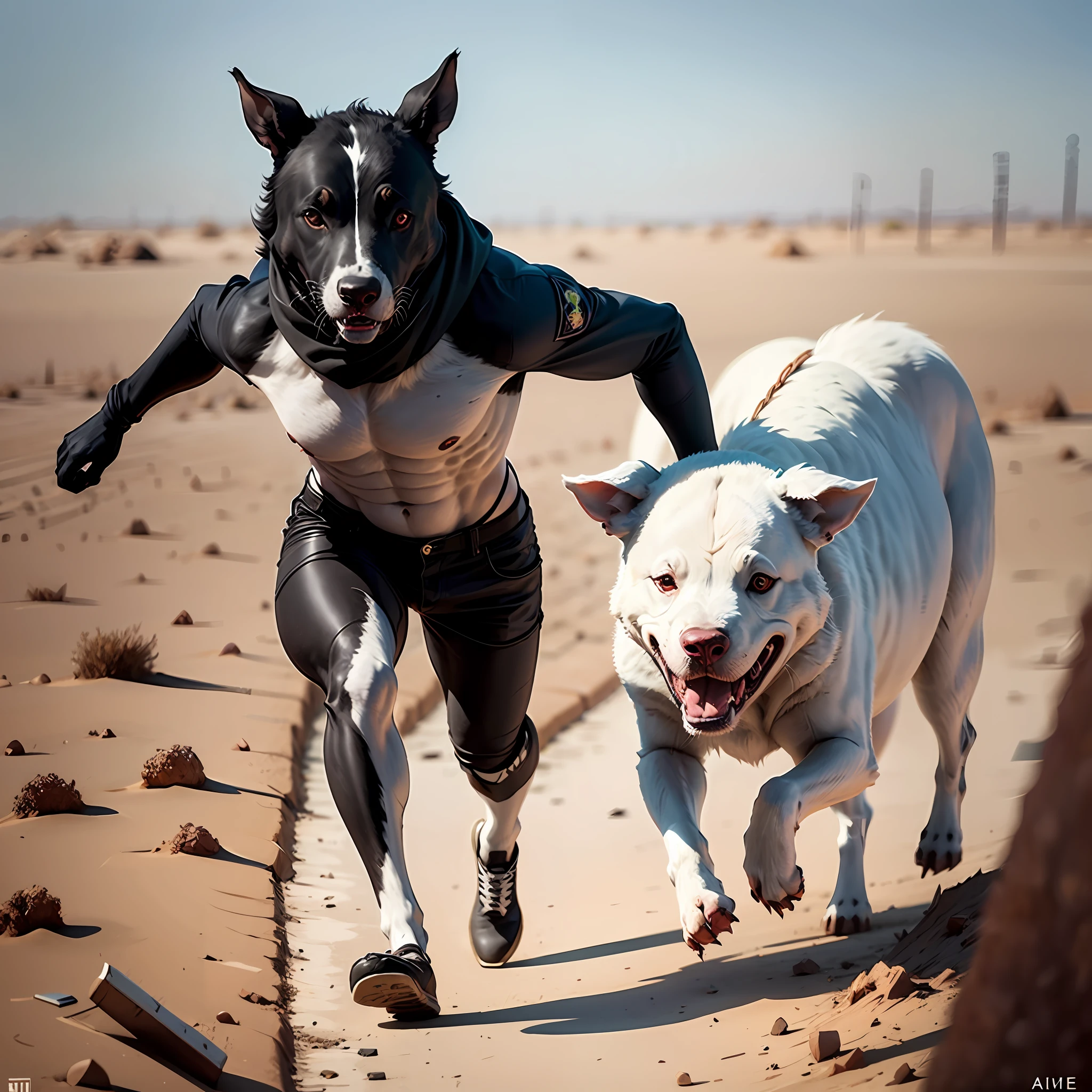 Um dia Zane  viu uma oportunidade. An enemy airstrike destroyed part of the base, Creating a breach in the electric fence. Zane took advantage of the confusion and escaped. Ele correu pelo deserto, sem saber para onde ir. He just knew he had to run away from the humans who were chasing him. --auto