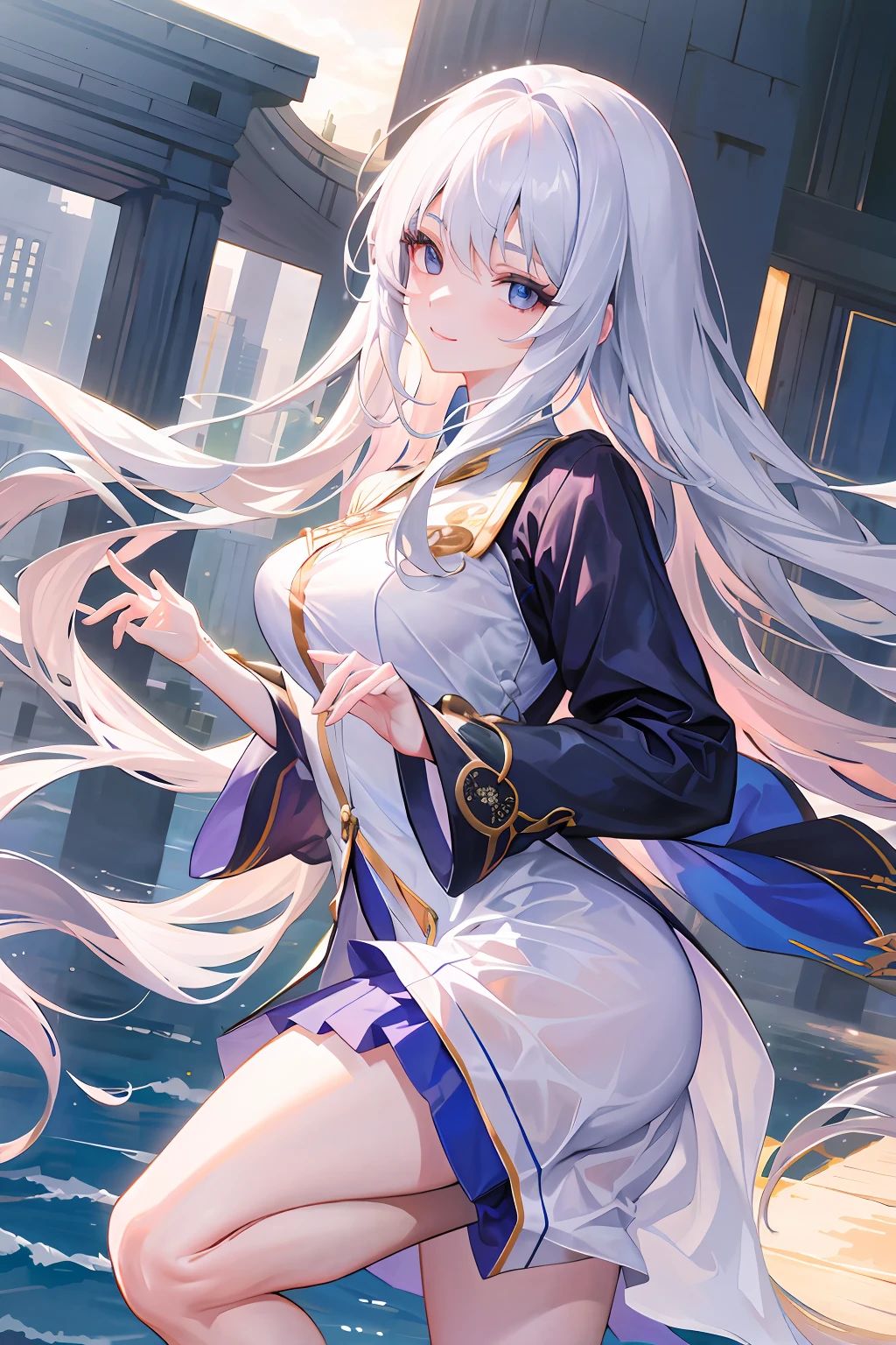 masterpiece, highres, best quality, 1girl solo, kamisato_ayaka, smile, kimono