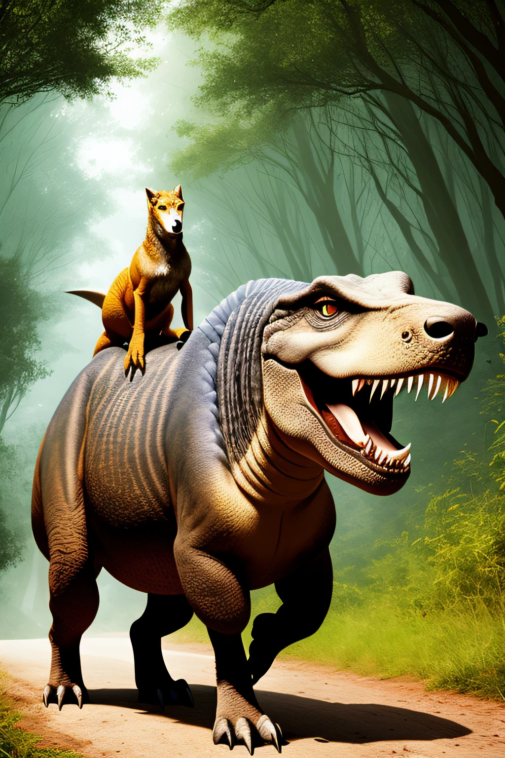 Dinosaurs carry wolves