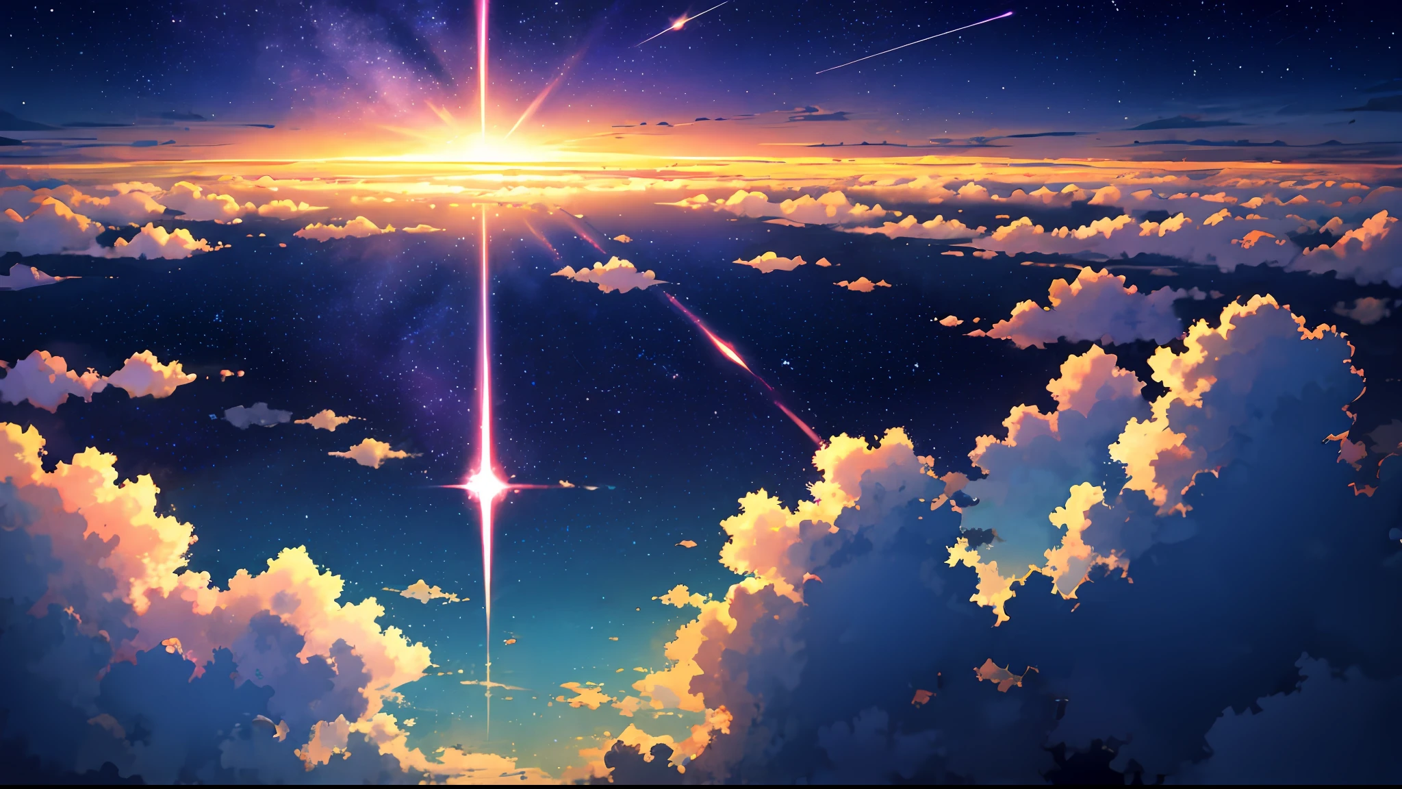 Sky Clouds below Sea of stars above