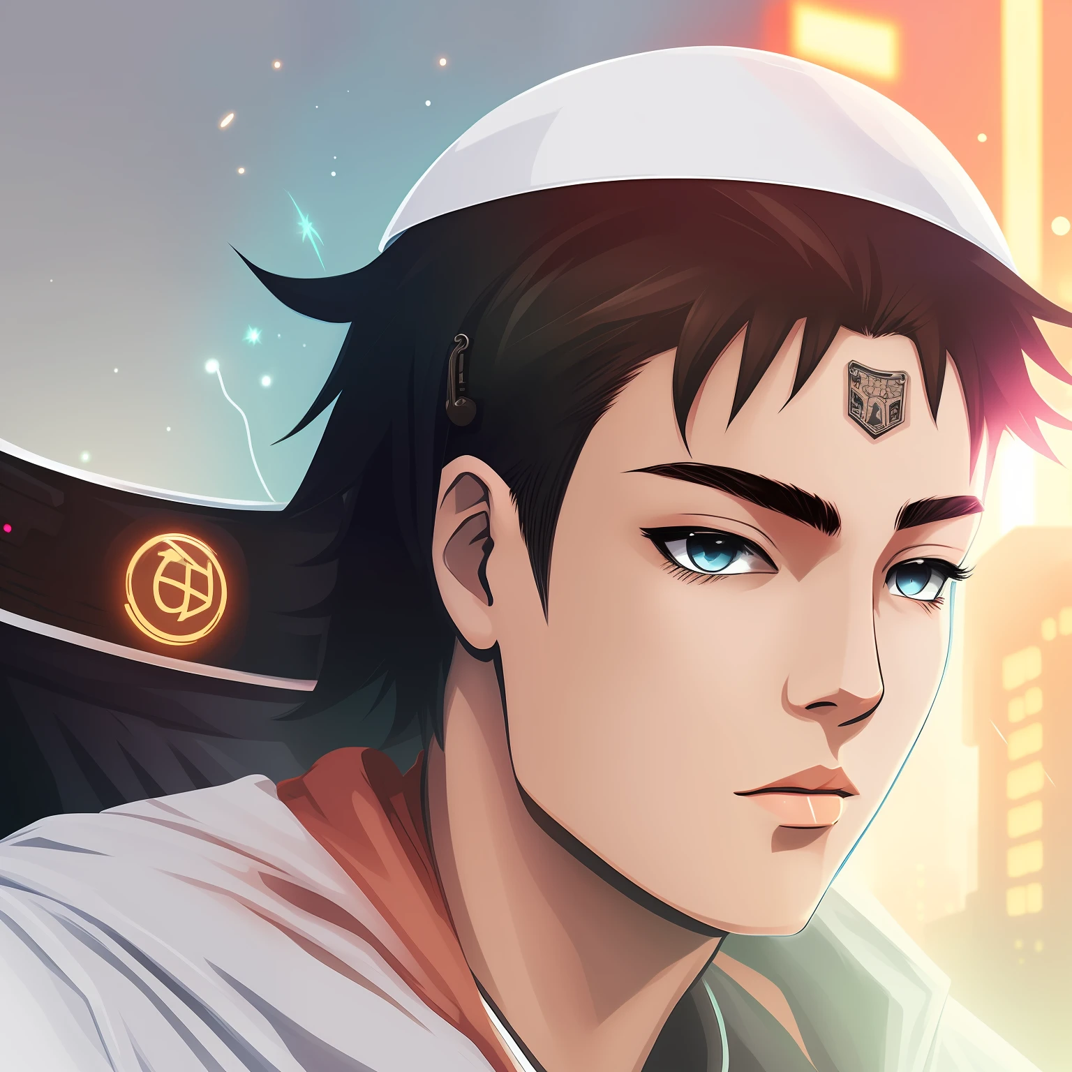 Cyberpunk style anime characters Internet addicted teen boy