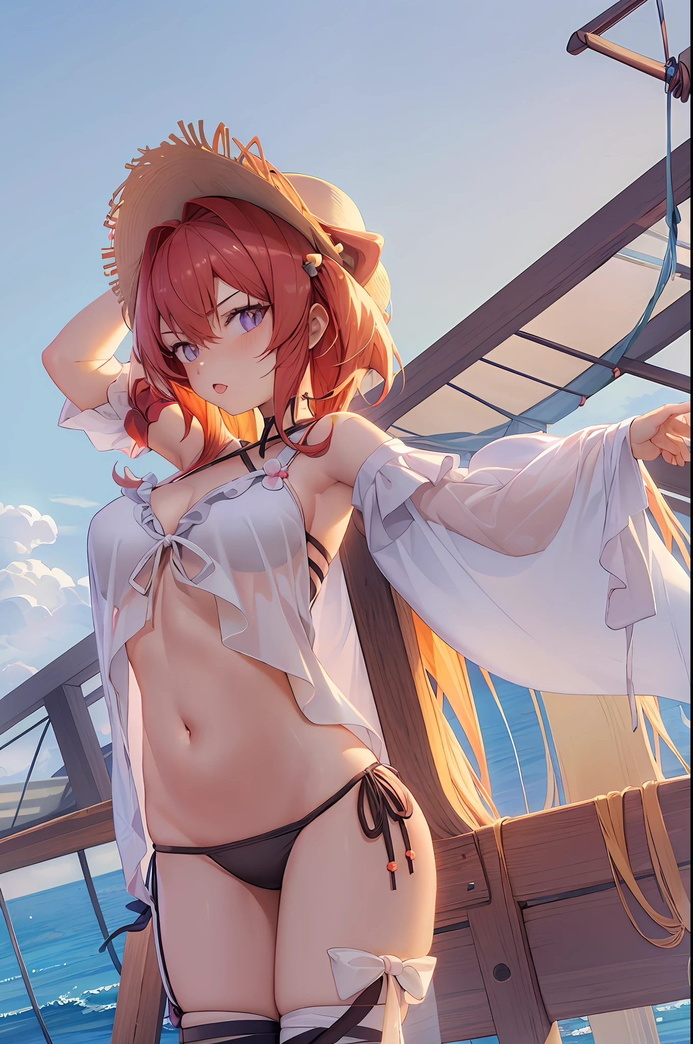 blond haired woman in a bikini and straw hat posing for a picture, Anime girl cosplay, Anime cosplay, seductive anime girls, , Kantai collection style, cosplay, shikamimi, 2 b, 2b, ahegao, trending at cgstation, trending on cgstation, with straw hat, small curvaceous loliimsuit, Attire: Bikini