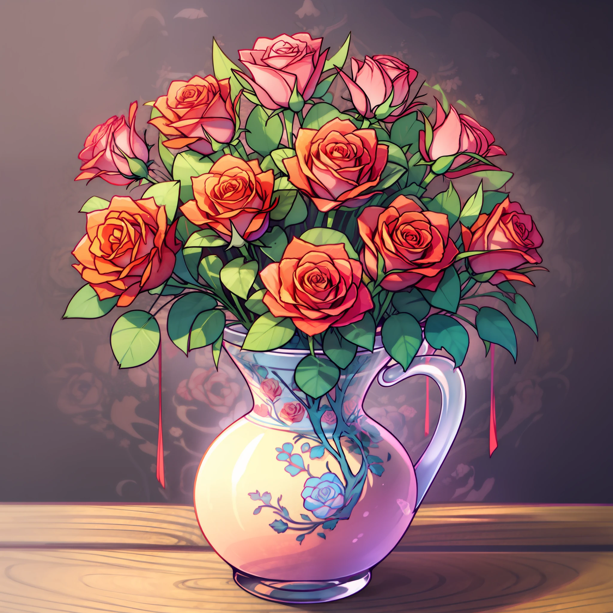 vase of creative roses