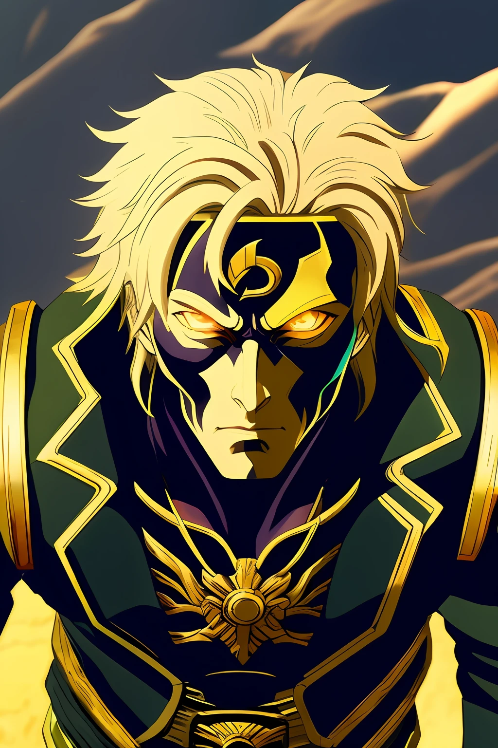 Masterpiece-level graphics,"DIO" top-down view,Red eyes are sharp and dazzling。