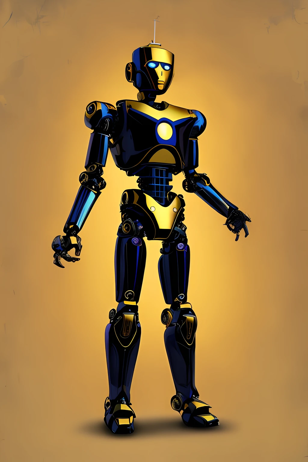 Robot dark gold humanoid retro religion