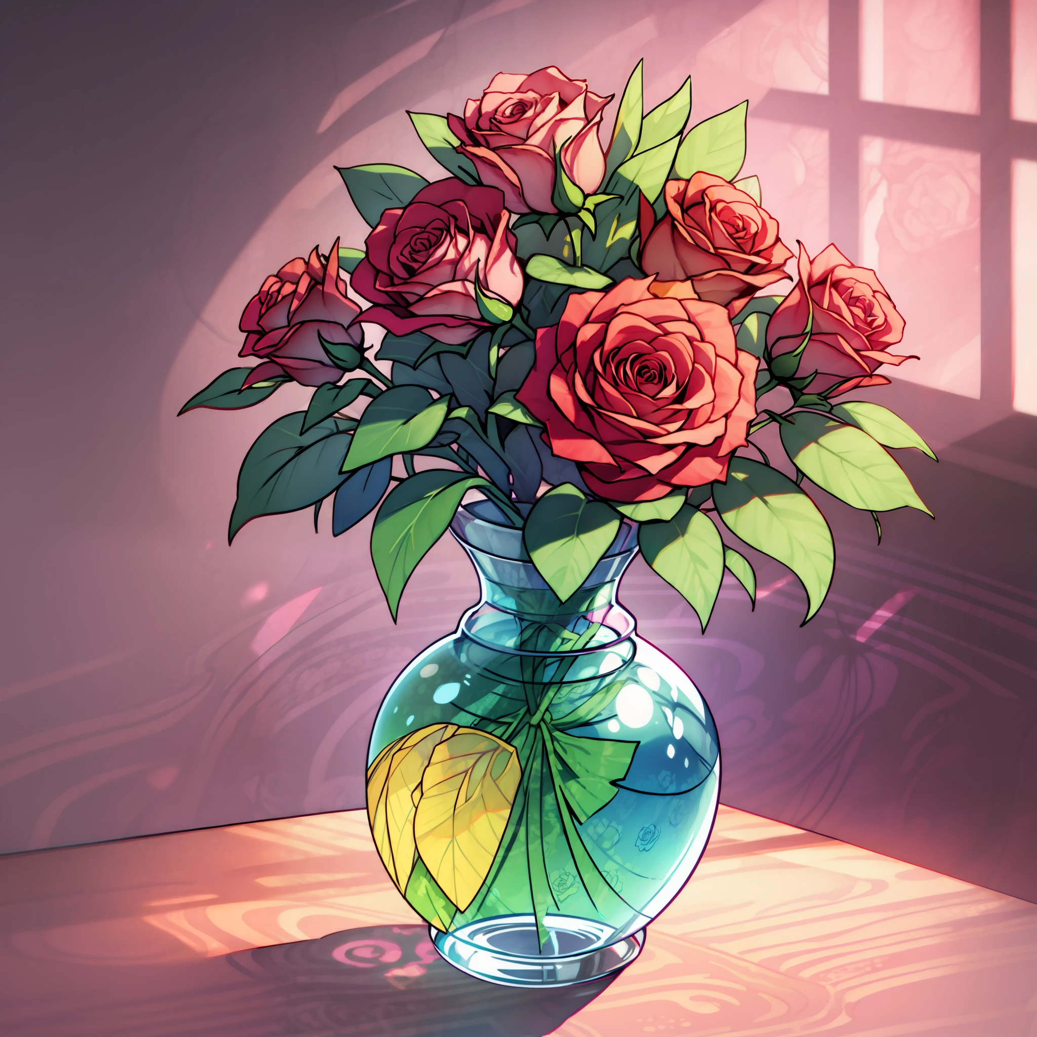 vase of creative roses