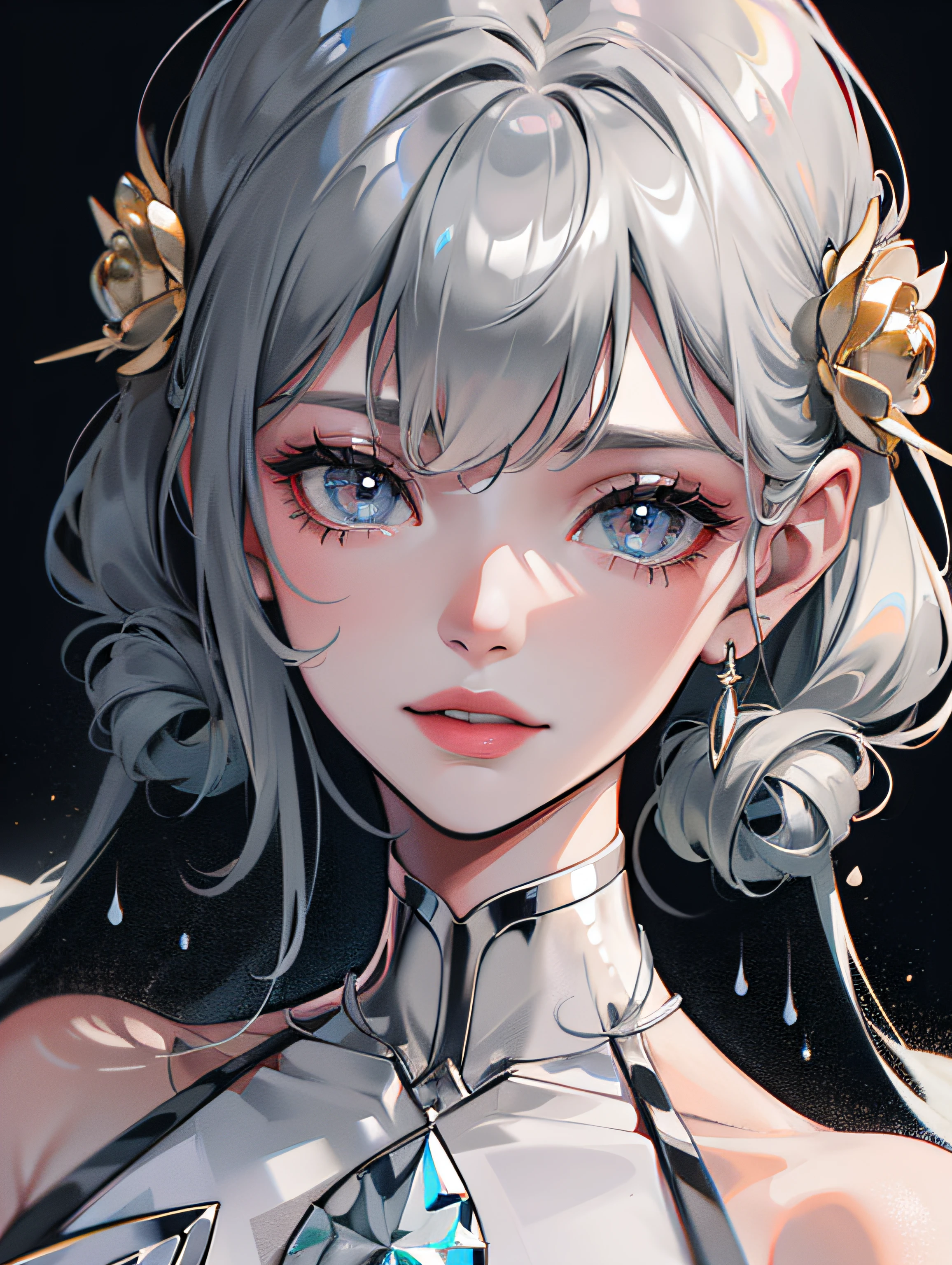 Kizi,Delicate and beautiful skin,Big chest,Detailed skin texture,White Skin Skin,A detailed eye,Braids,Pure,Wear a kimono in a décor,blue sky background --auto