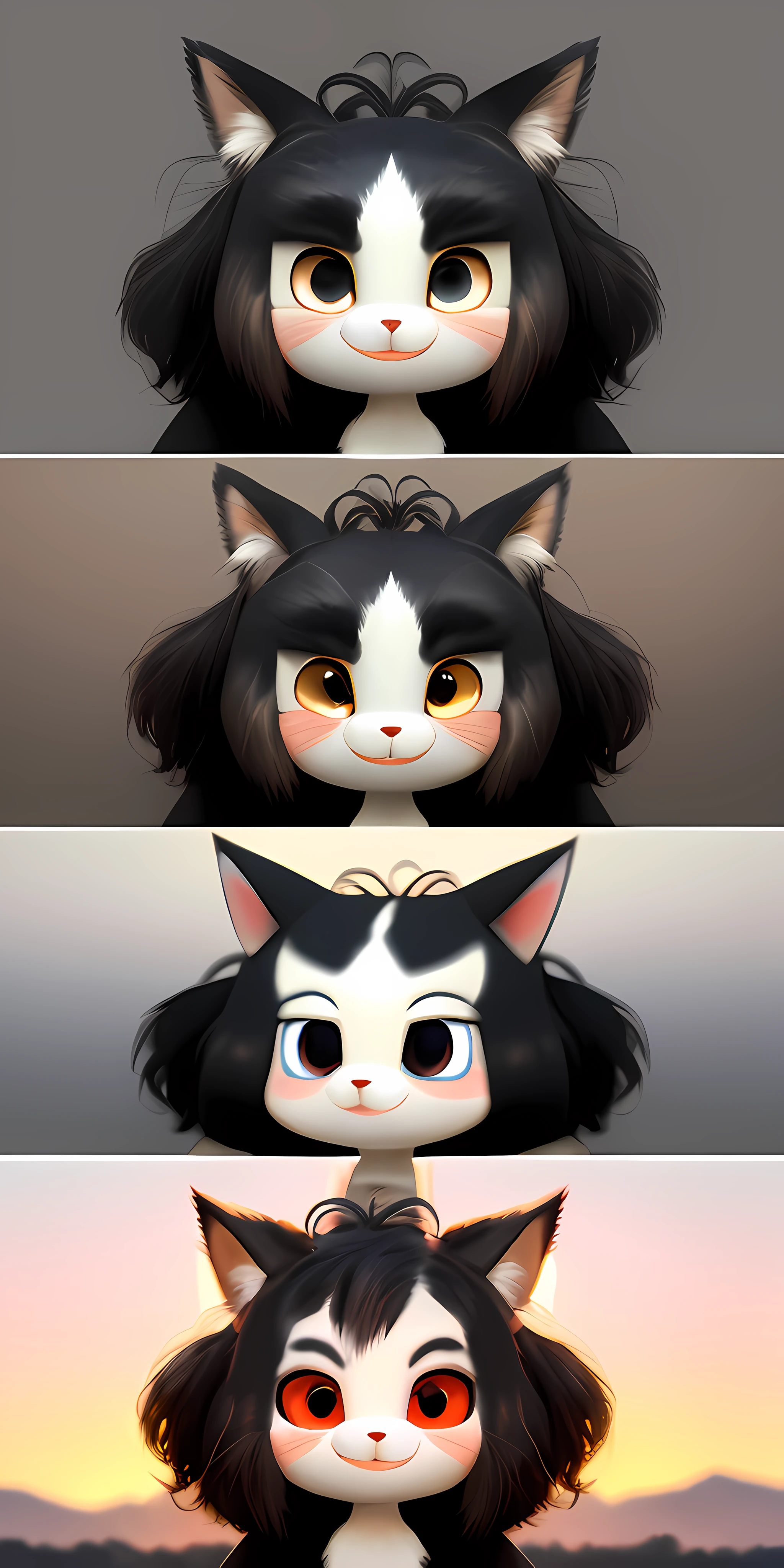 black hair, hair bobbles, wince, longeyelashes, solid circle eyes, fake animal ears, light smile, ear blush, fang, Surrealism, drop shadow, anaglyph, stereogram, tachi-e, pov, atmospheric perspective, 8k, super detail, ccurate, best quality, UHD, super detail, high details, best quality, high quality