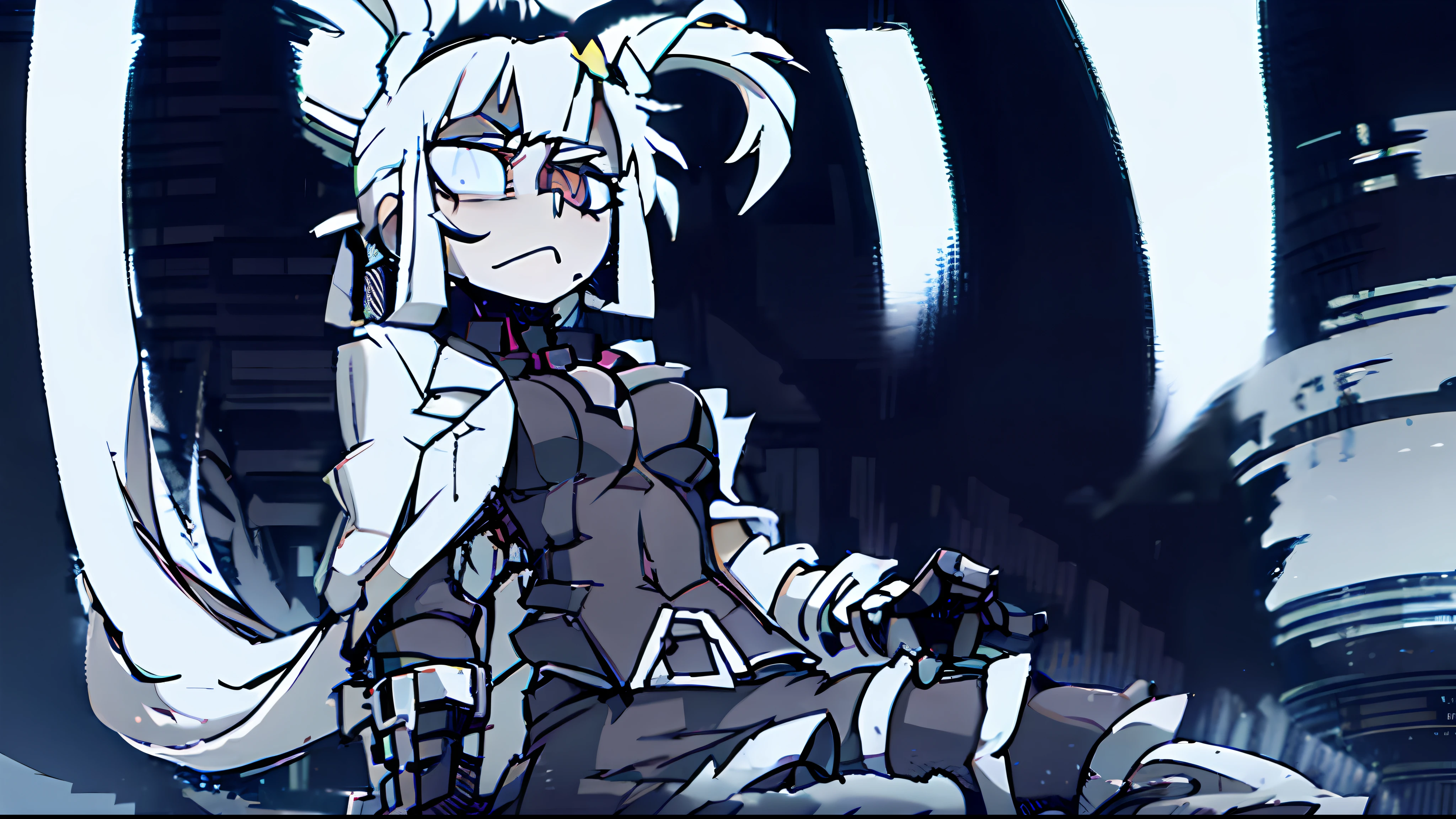 Angel short shirt, short skirt, white hair, gradient eyes