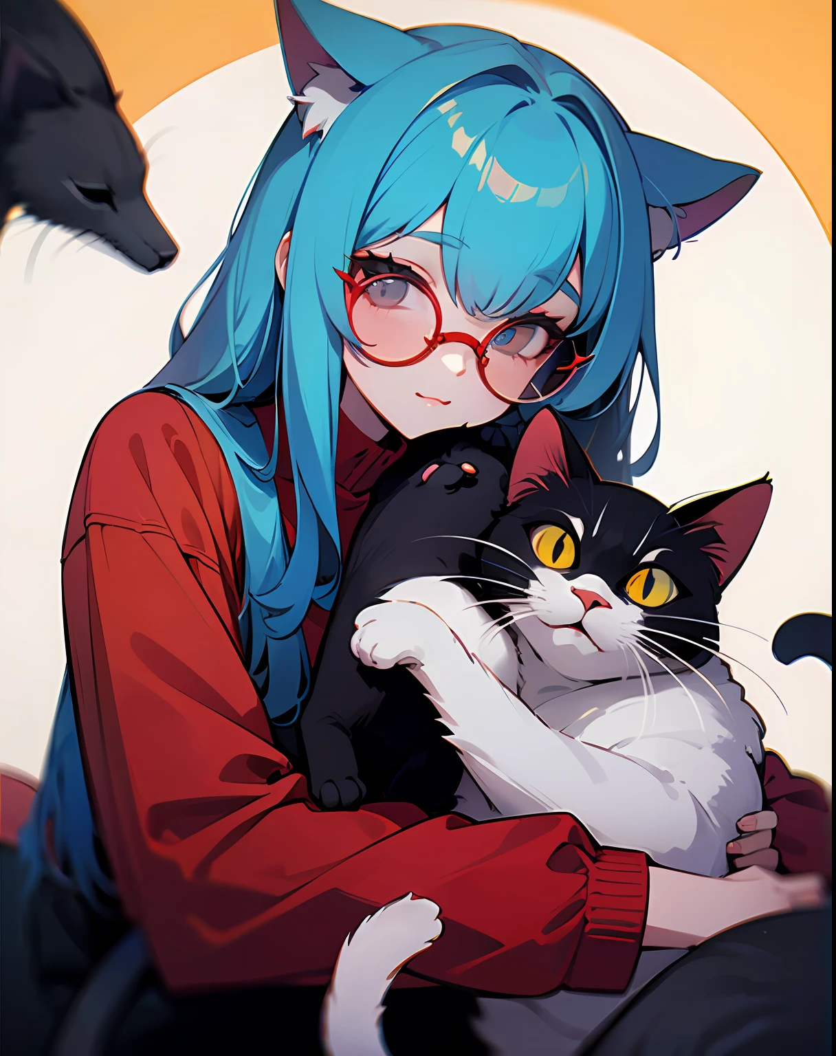adolable,Cat lady,red-tinted glasses