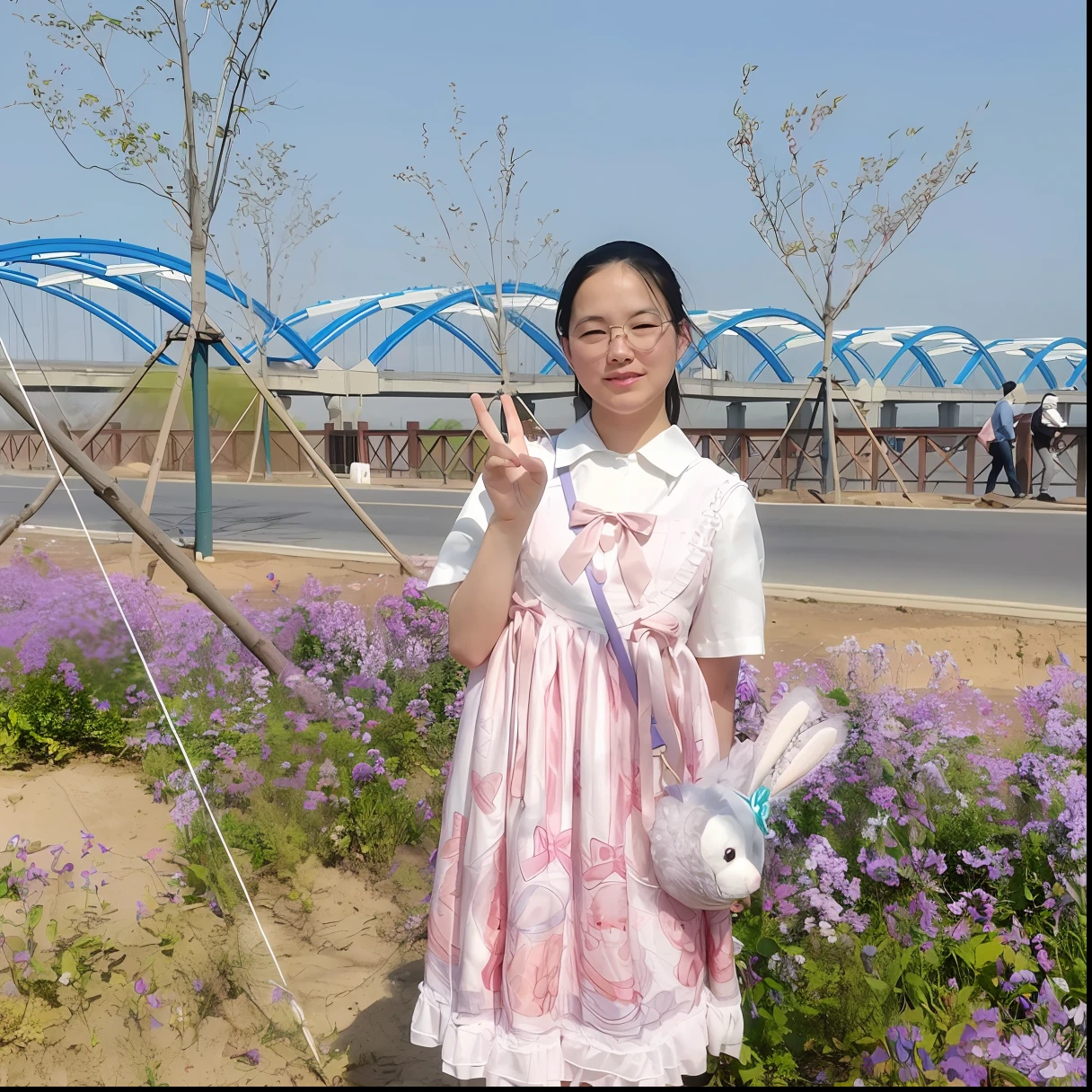 there is a woman standing in a field of purple flowers, xintong chen, Zhang Pengzhen, wenfei ye, profile picture 1024px, Li Zixin, photograph taken in 2 0 2 0, jinyiwei, personal profile picture, xiaofan zhang, mingchen shen, On a sunny day, xue han, Wang Qichao
