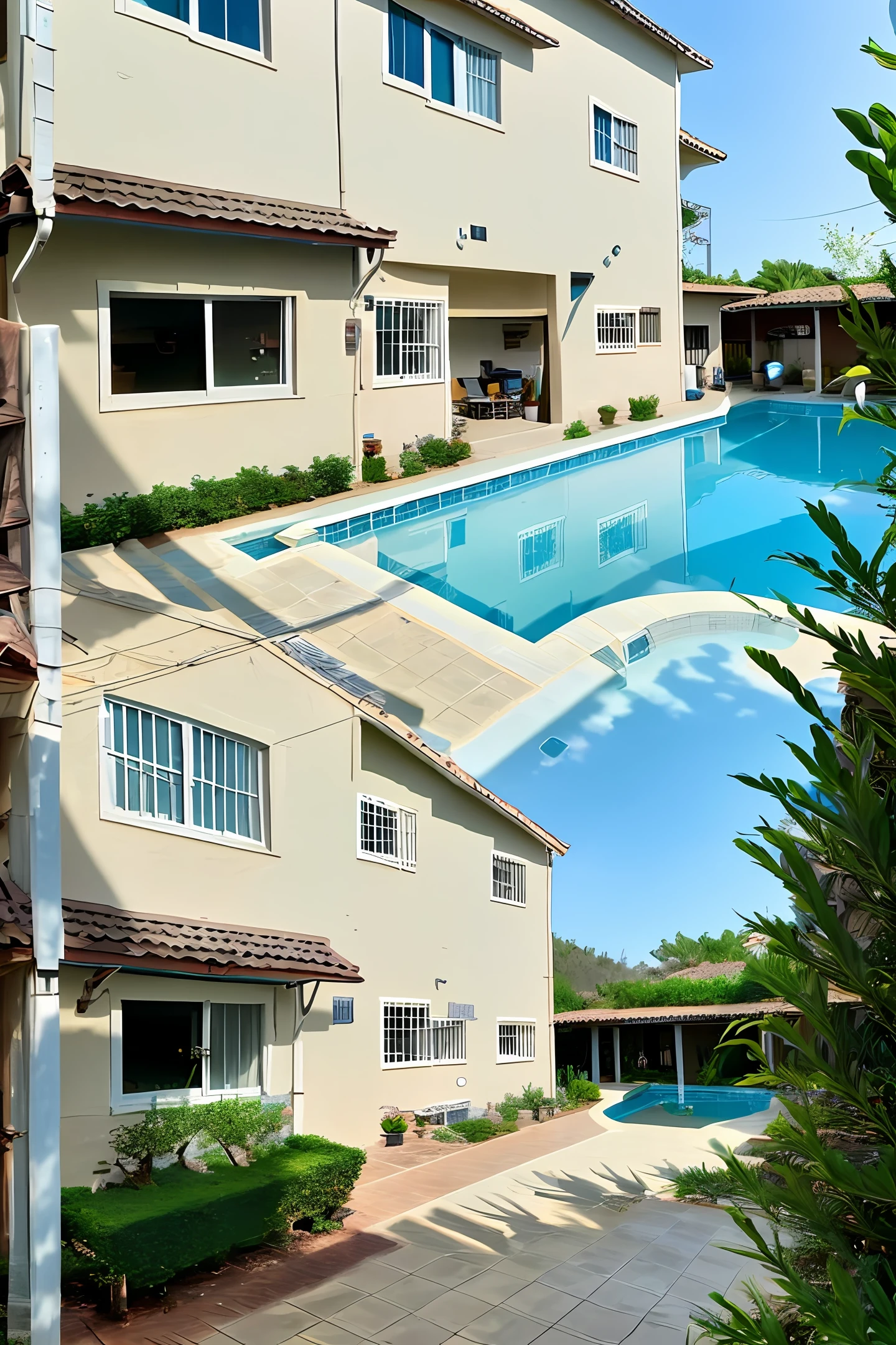 Three storey building，zona rural，swimmingpool，Large patio，wall