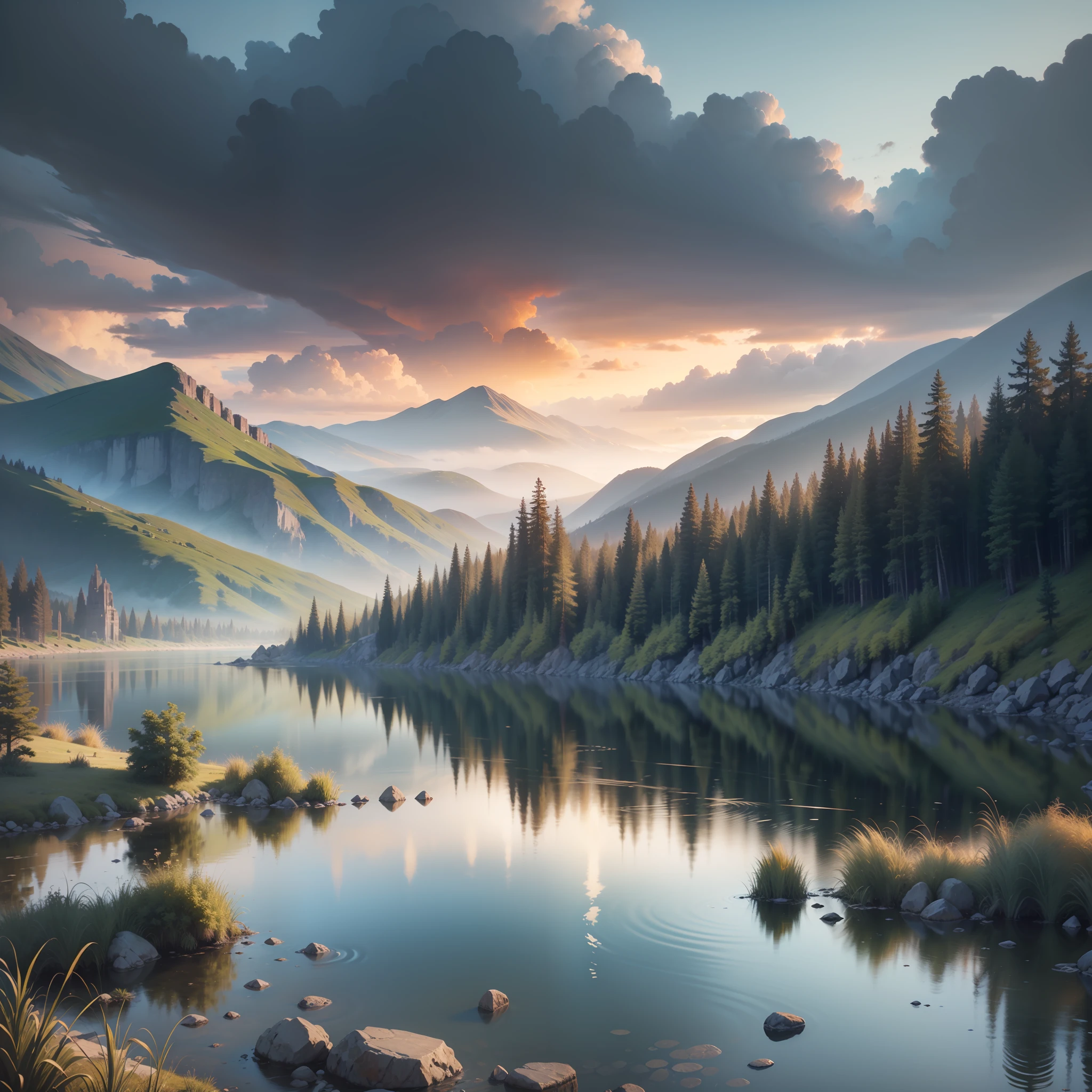 landscape, water, (extremely detailed CG unity 8k wallpaper), most beautiful artwork in the world, professional majestic oil painting, intricate, High Detail, Sharp focus, dramatic, photorealistic painting art