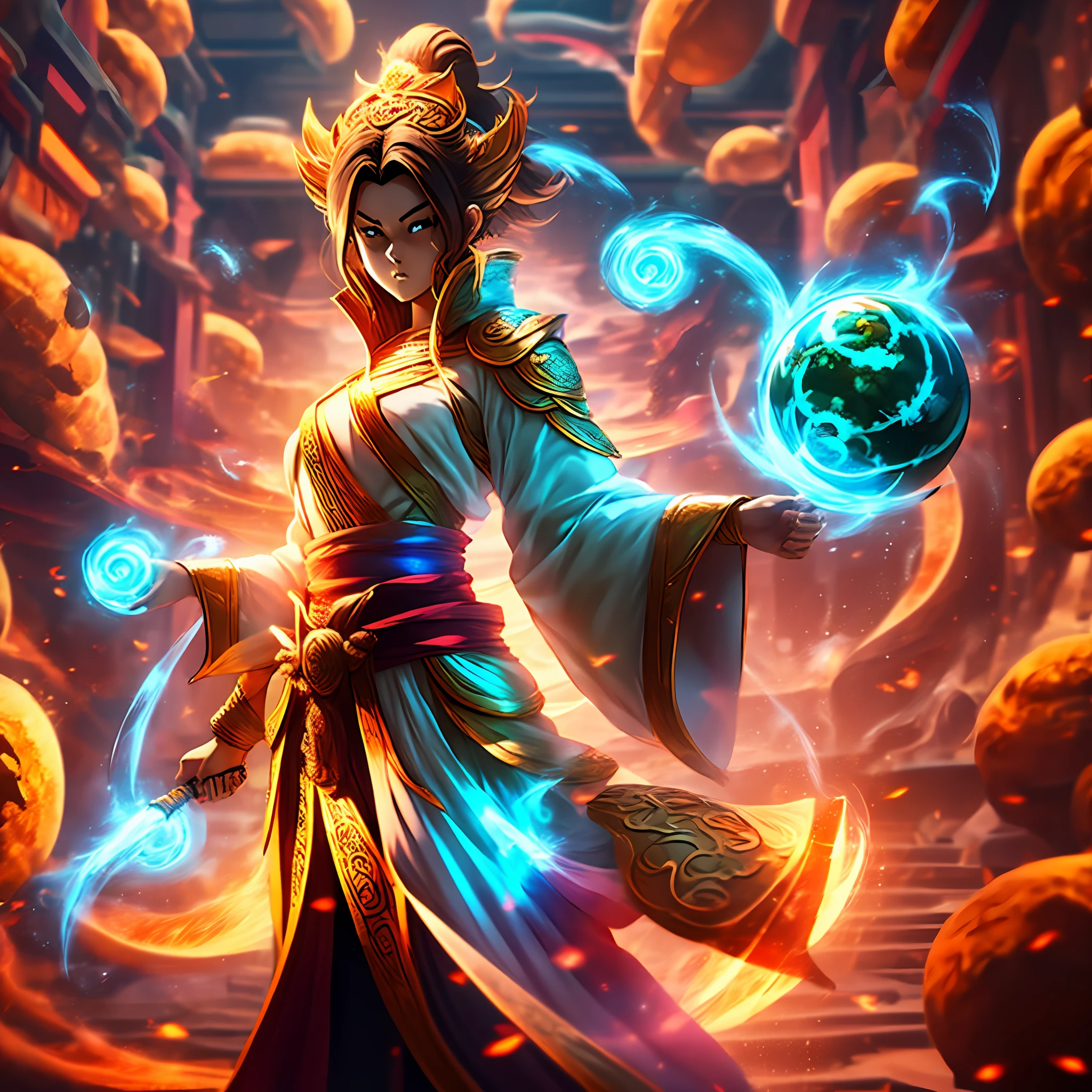 dragonball，Female version of Monkey King，whaite hair，quadratic element，Aura， --auto