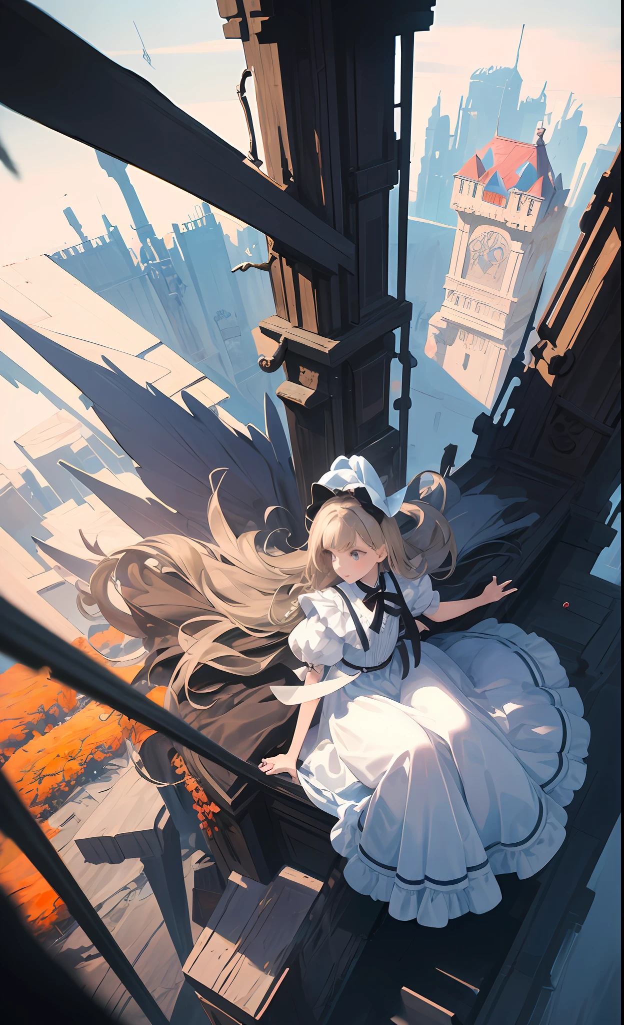 Real Photographics,Alice in Wonderland movies,tmasterpiece,best qualtiy,1girll,fall,Flying,(bauhause,shape,lineworks,abstract res:1.1)