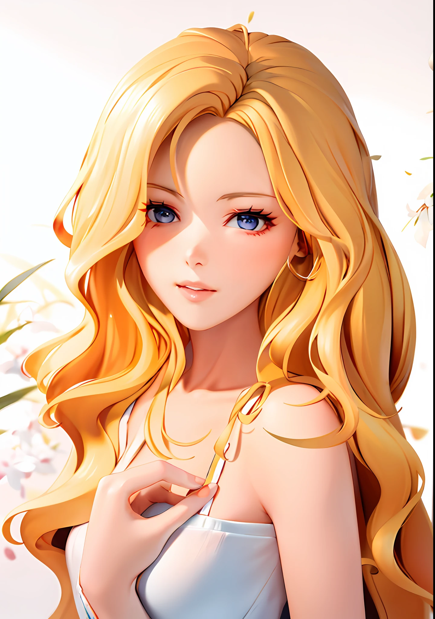 shift dresses)Absolutely beautiful long-haired woman，Beautiful face，Fluttering with the breeze