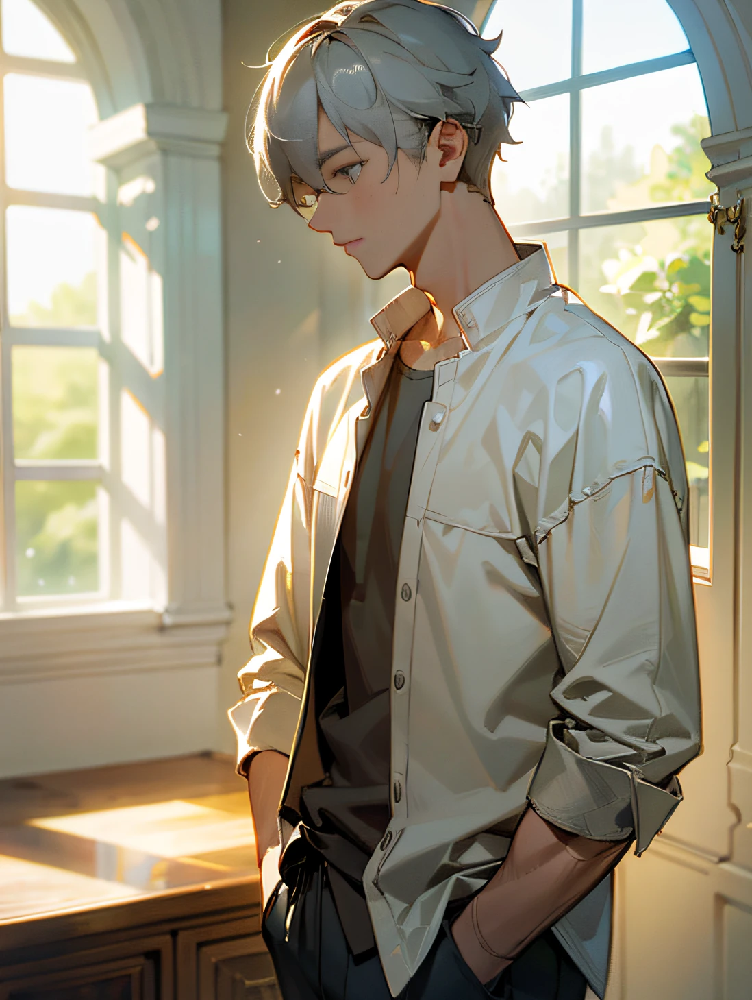 A boy sits on another boy's lap,The clothes are half-open