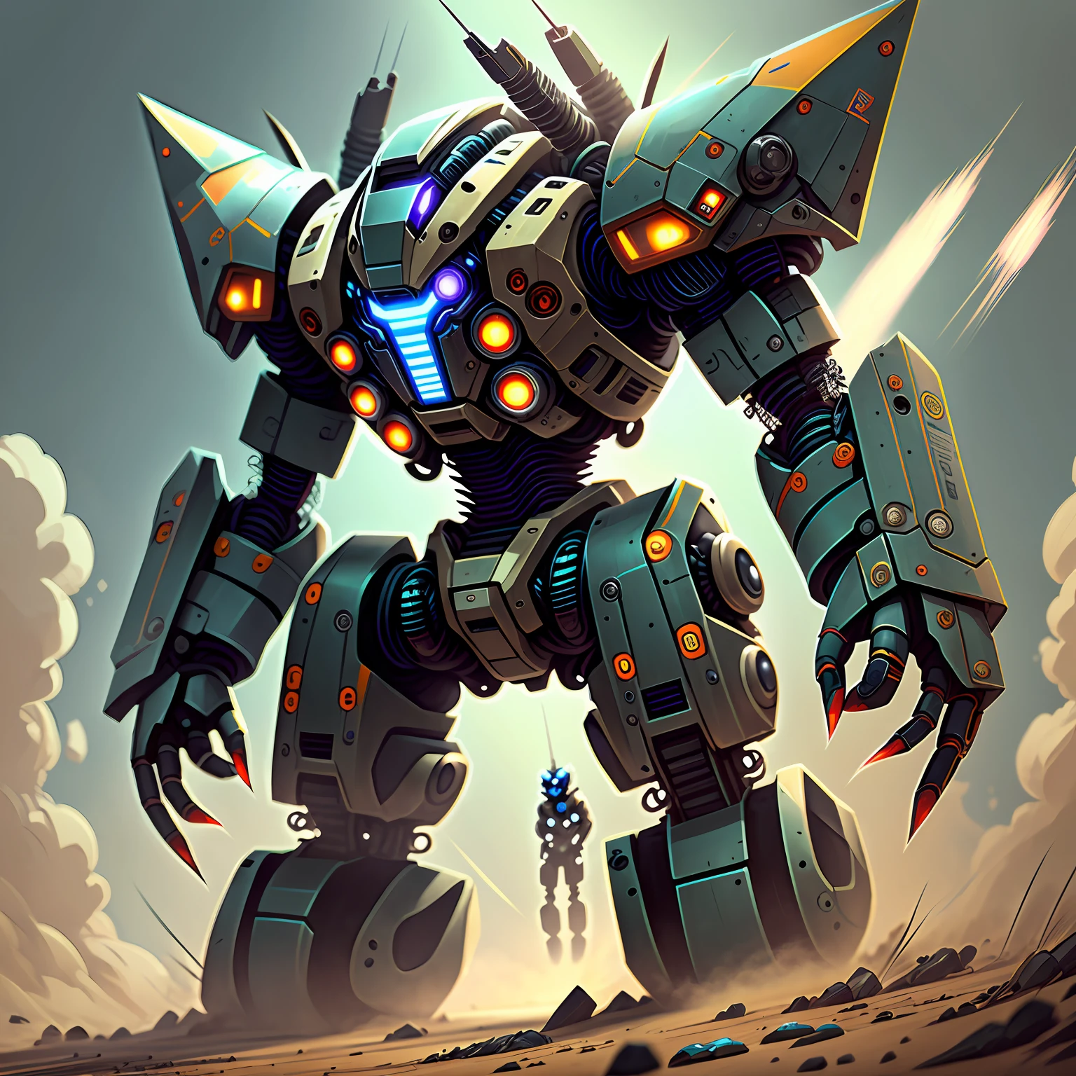 mechs,battlefiled,There are many mechs flying in the sky --auto