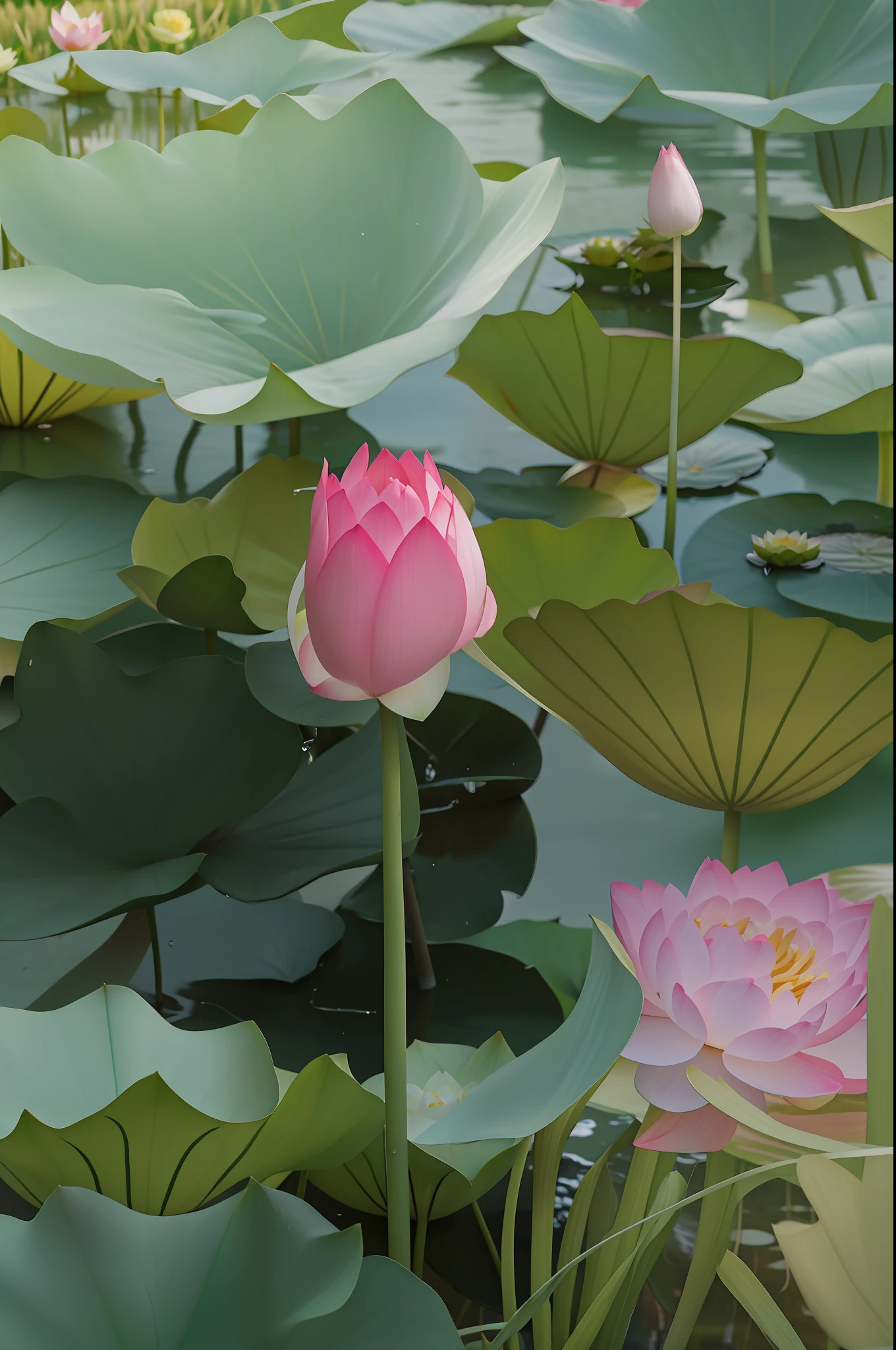 there is a pink flower that is growing in a field, standing gracefully upon a lotus, lotuses, Lotus pond, lotuses, Pink Lotus Queen, lotus flower, lotus petals, sitting on a lotus flower, Lotus, lotus flowers on the water, standing on a lotus, with lotus flowers, water lilies, floating in a powerful zen state