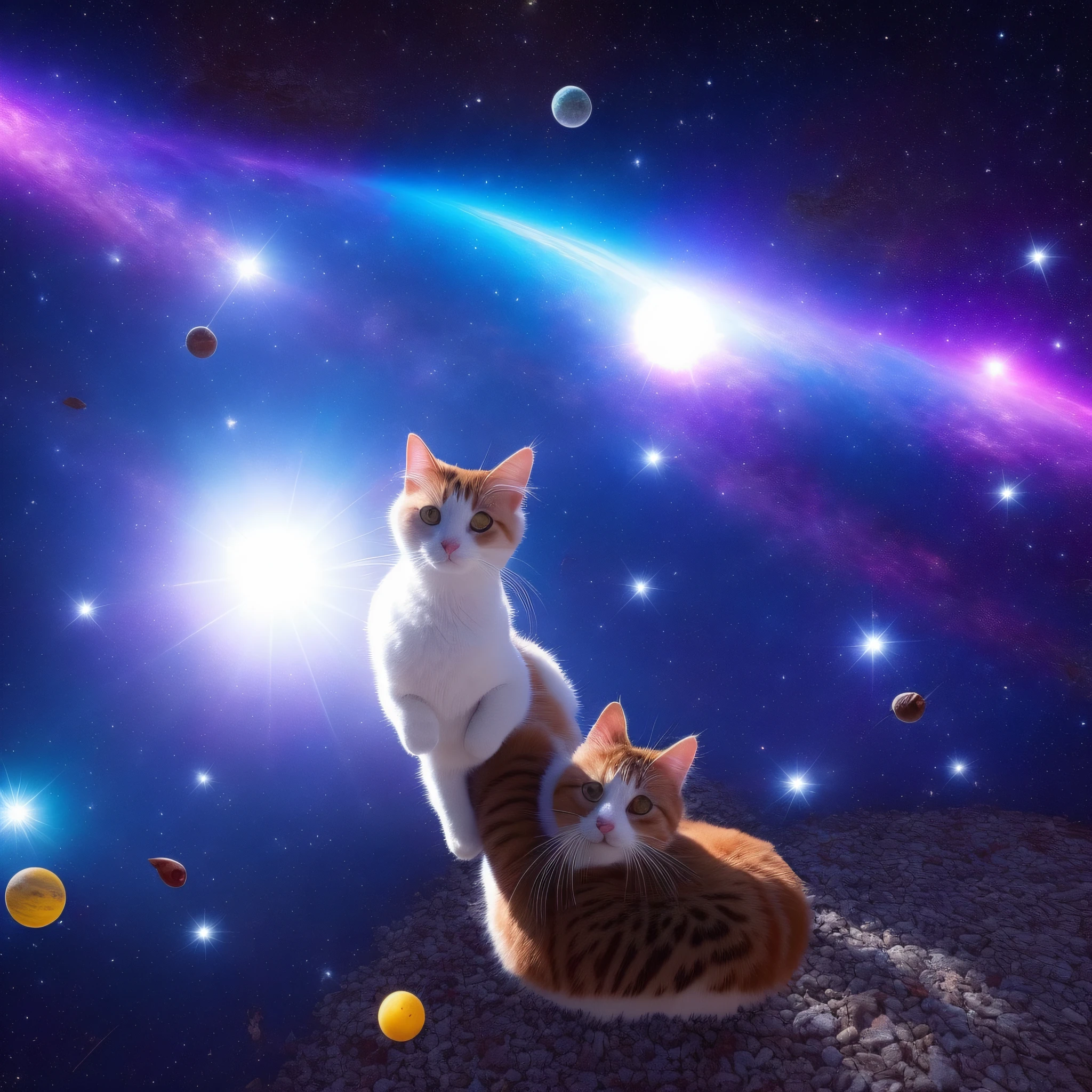 cat, 1 cat, floating in space --auto --s2