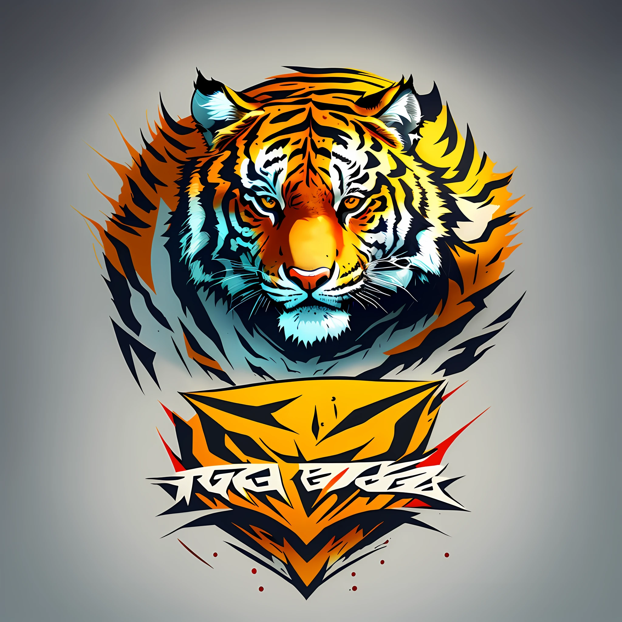 (Tiger team text:1.2,Tiger Line Art Logo:1.2), Creative logo design,Minimized and solid style,Color design,The subject of the picture is a wolf,automation,Support for the second stage of adjustment。