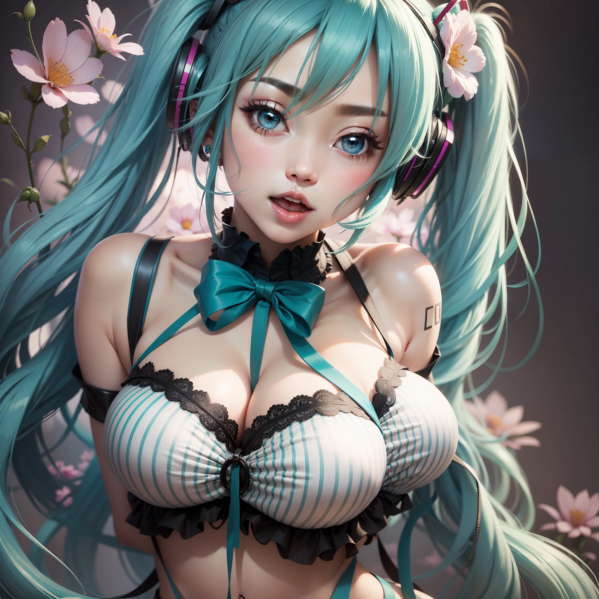 Big breasts Hatsune Miku，flower  sea，