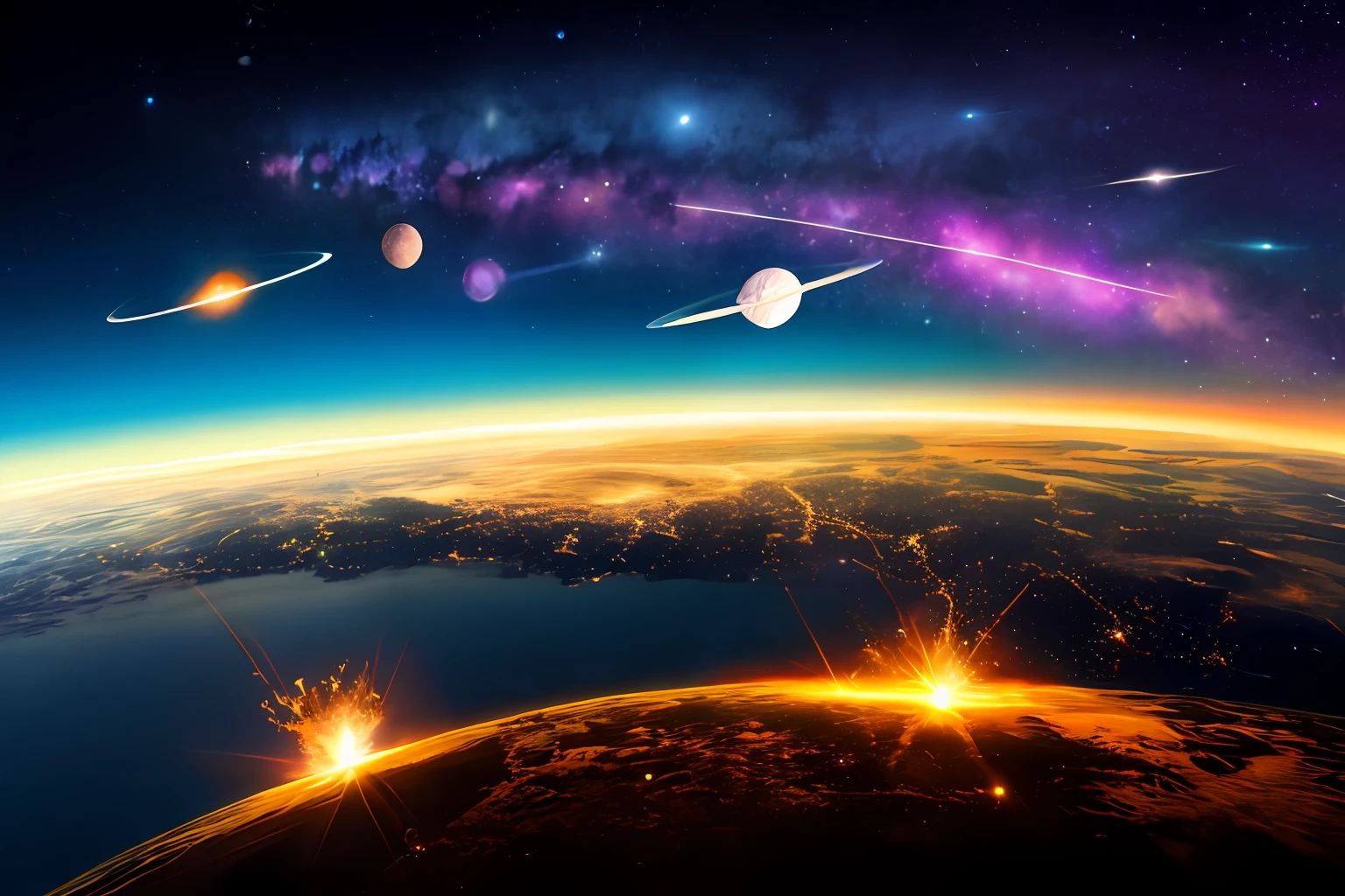meteors，space，Humanity
