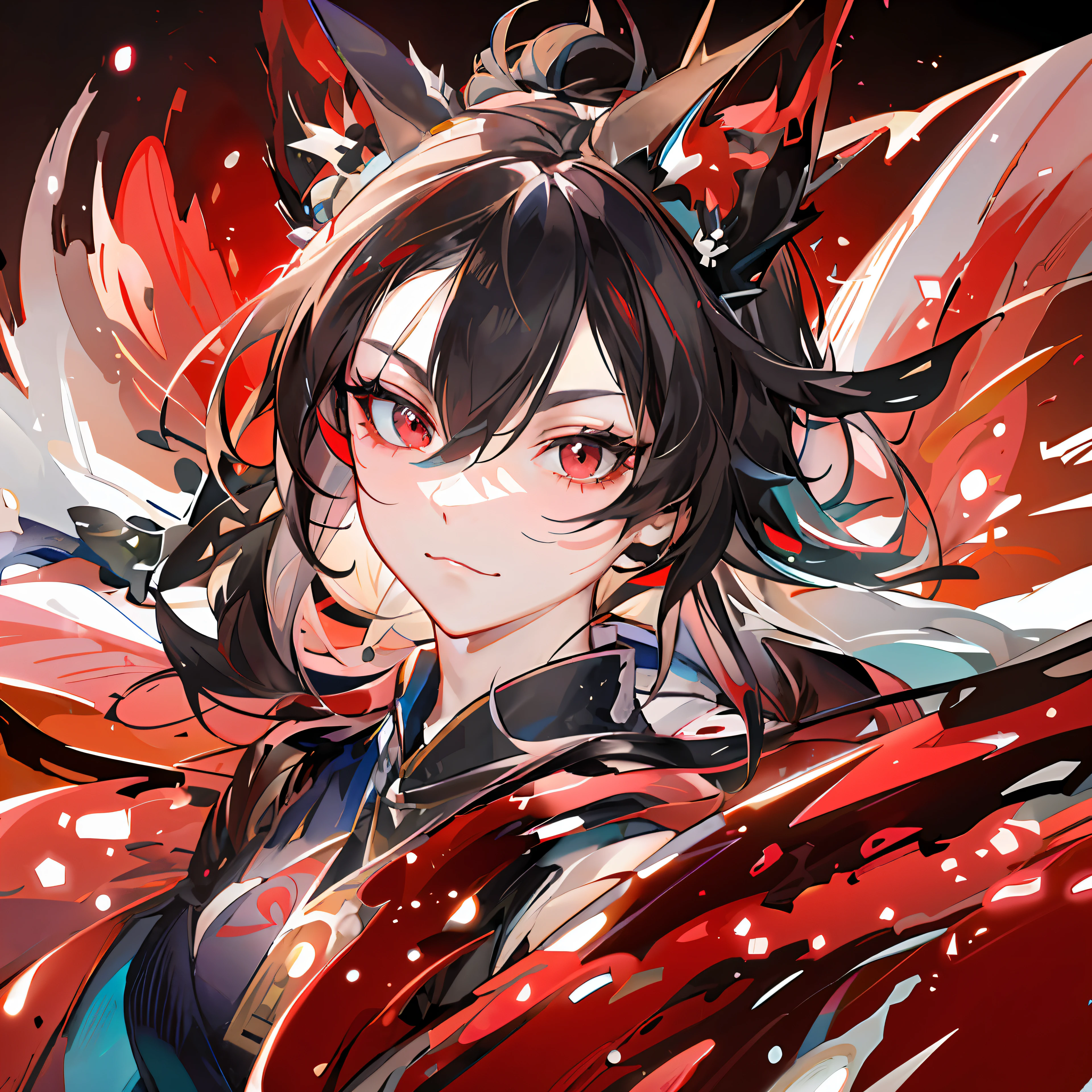 anime character with horns and a red background, Badass anime 8 K, From Arknights, onmyoji portrait, Keqing from Genshin Impact, Ayaka Genshin impact, style of anime4 K, onmyoji, by Yang J, Anime art wallpaper 8 K, Key anime art, Onmyoji detailed art, Genshin, persona 5 art style wlop