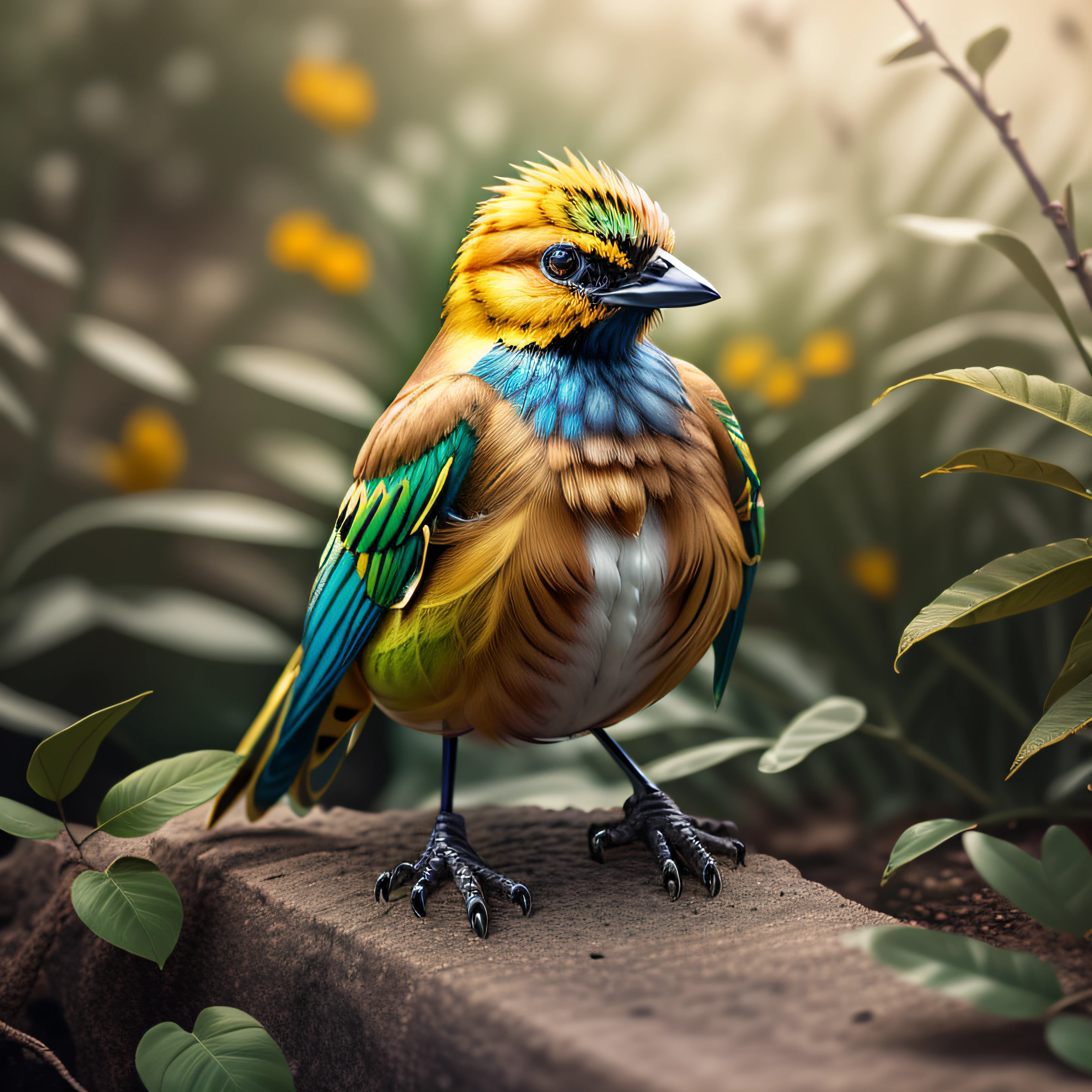 yellow bird, Flor, Obras maestras, Calidad superior, La mejor calidad, Arte Oficial, beautiful and aesthetic, 8K RAW, realista, yang08k,