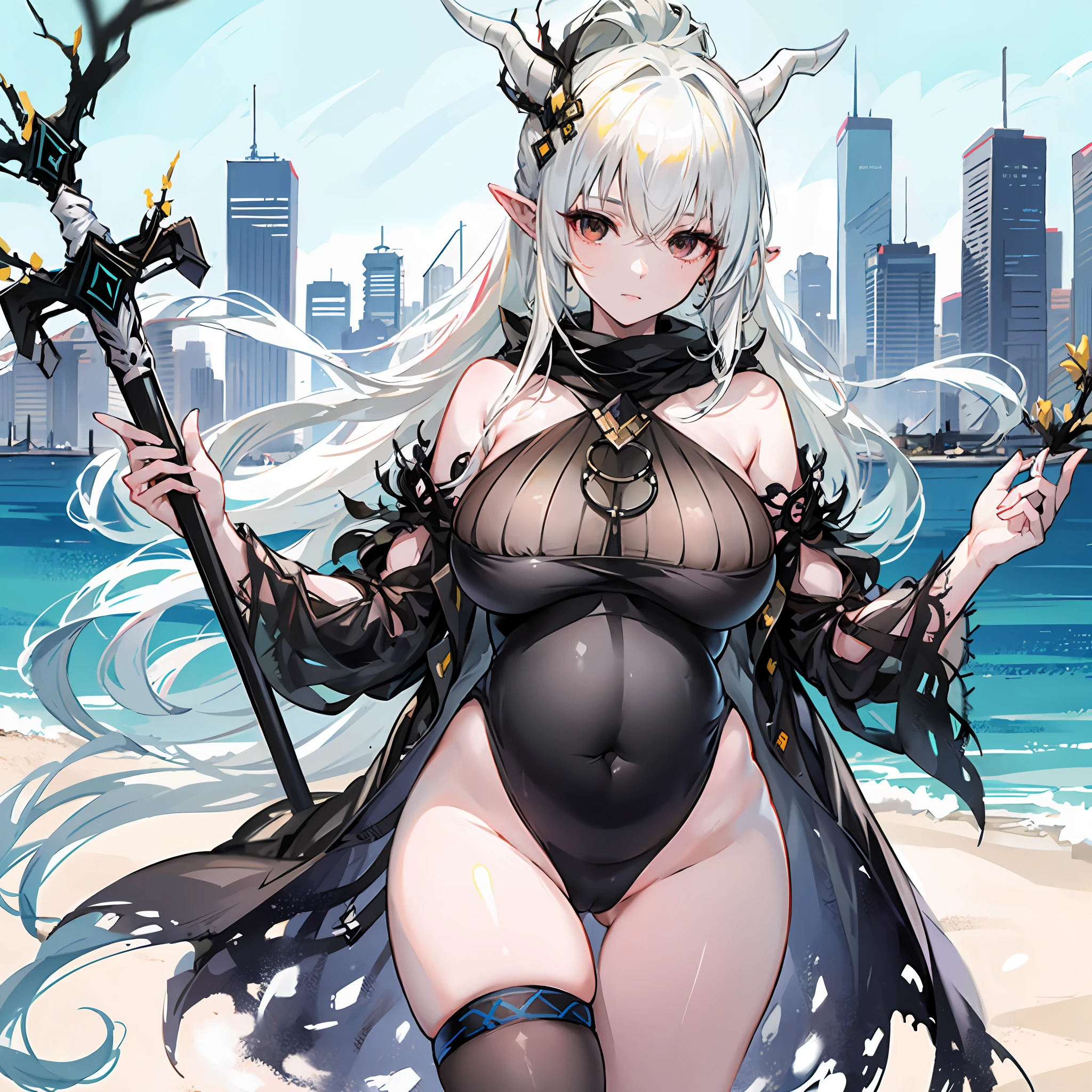 tmasterpiece, Best quality, (Detailed eyes and skin), ((Realistic)), jixiaoman, 1girll, The blonde_Hair, Yellow_clothes, Black_clothes, Blue_Eyes, Blue_sky, bblurry, bblurry_Background, bblurry_foreground, (Modern_City:1.5), mediating_Breasts, Exercise_bblurry,The photograph_\（curly\），The long-haired，Skysky，独奏，Upper body body，Pregnant belly，Beth，Showing the belly，youthfulenergy，18-year-old girl，adolable，Two-dimensional painting style，Pregnant women with，Best quality, 8K, High quality,, hair adornments, cone hair bun, Long hair, double bun hair, bangs, bow,  maid headdress, Large Thigh, Stockings, white thighhighs, cleavage cutout, Face focus, Close up, (Heart-shaped pupils:0.9), (Blush:0.65), (1girll, Solo:1.4), Cityscape, Blue sky, Bright sky, Sunny, holding flower, Large breasts, Detailed background, Detailed clouds,Pregnant belly，Two-dimensional painting style，(Masterpiece), Best quality, Fine details, Highest picture quality, Masterpiece,exquisite CG,1girll,Closed mouth,Brown eyes,Long hair,bangs,Bare shoulders, cleavage,(Big breasts:1.4),Bare arms,Pink bikini,navel,Lace,garterbelt,Thighs,Loli,White pantyhose,water,hyper pregnant,Girl,SushangV4,Yae,SideBraid,