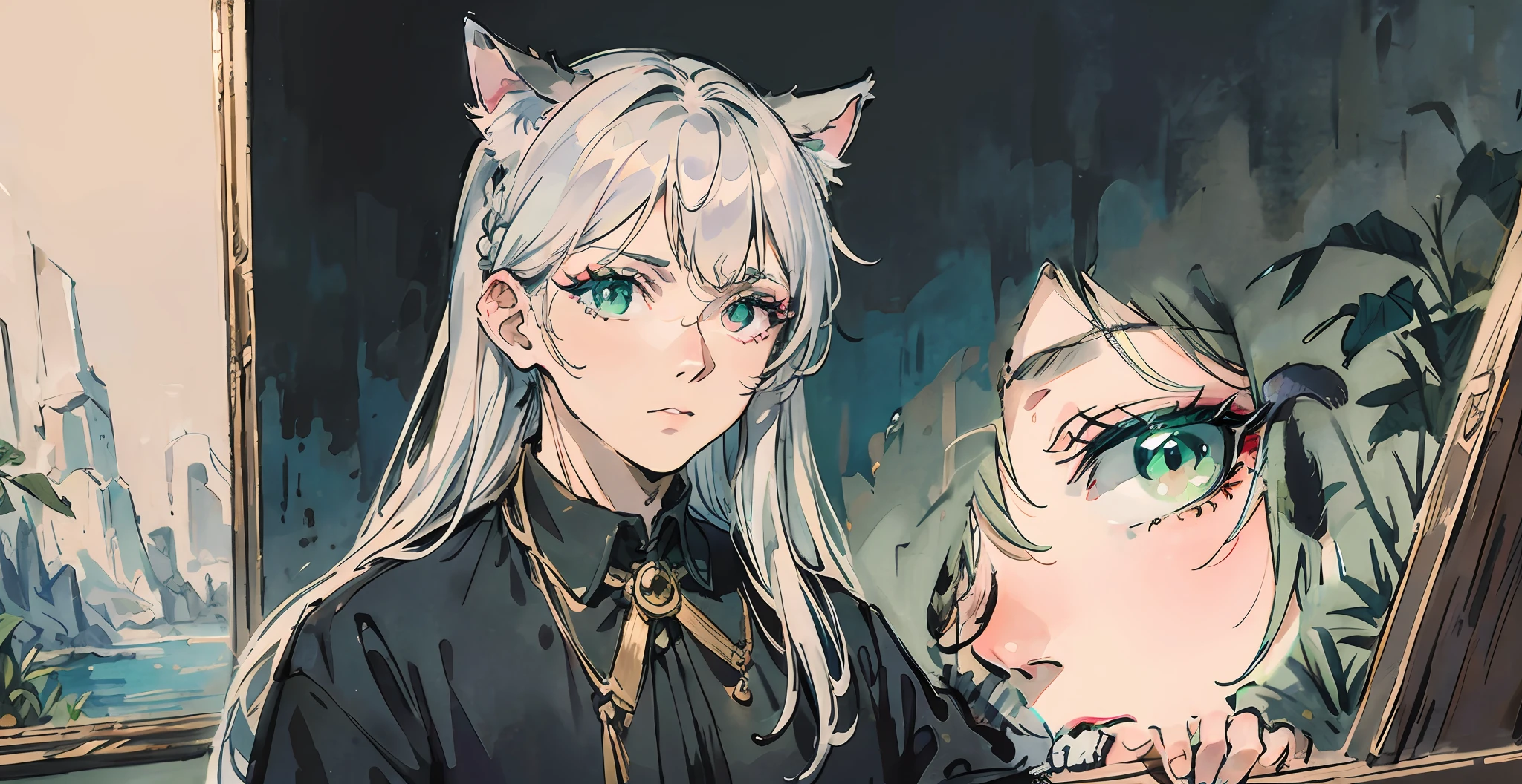 Green eyes,Rose flower