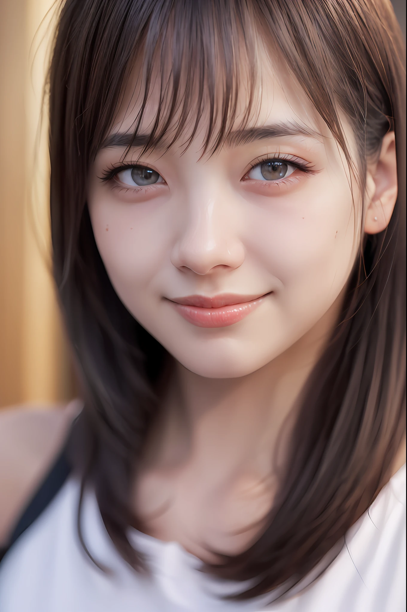 dressed, (photo realistic:1.4), (hyper realistic:1.4), (realistic:1.3),
(smoother lighting:1.05), (increase cinematic lighting quality:0.9), 32K,
1girl,20yo girl, realistic lighting, backlighting, light on face, ray trace, (brightening light:1.2), (Increase quality:1.4),
(best quality real texture skin:1.4), finely detailed eyes, finely detailed face,
(tired and sleepy and joy:0), (laugh:0), face closeup, t-shirts,
(Increase body line mood:1.1), (Increase skin texture beauty:1.1)