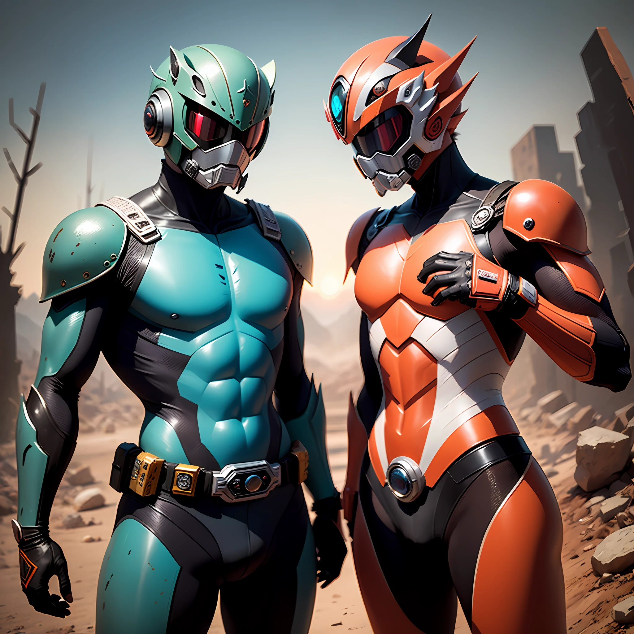 White Kamen Rider White rose belt shapeshifter,Elegant red compound eyes background wasteland barren doom --auto