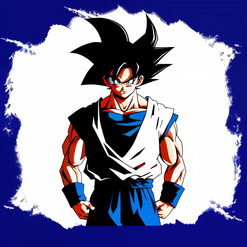 Dragon Ball Son Goku blue, white and black background