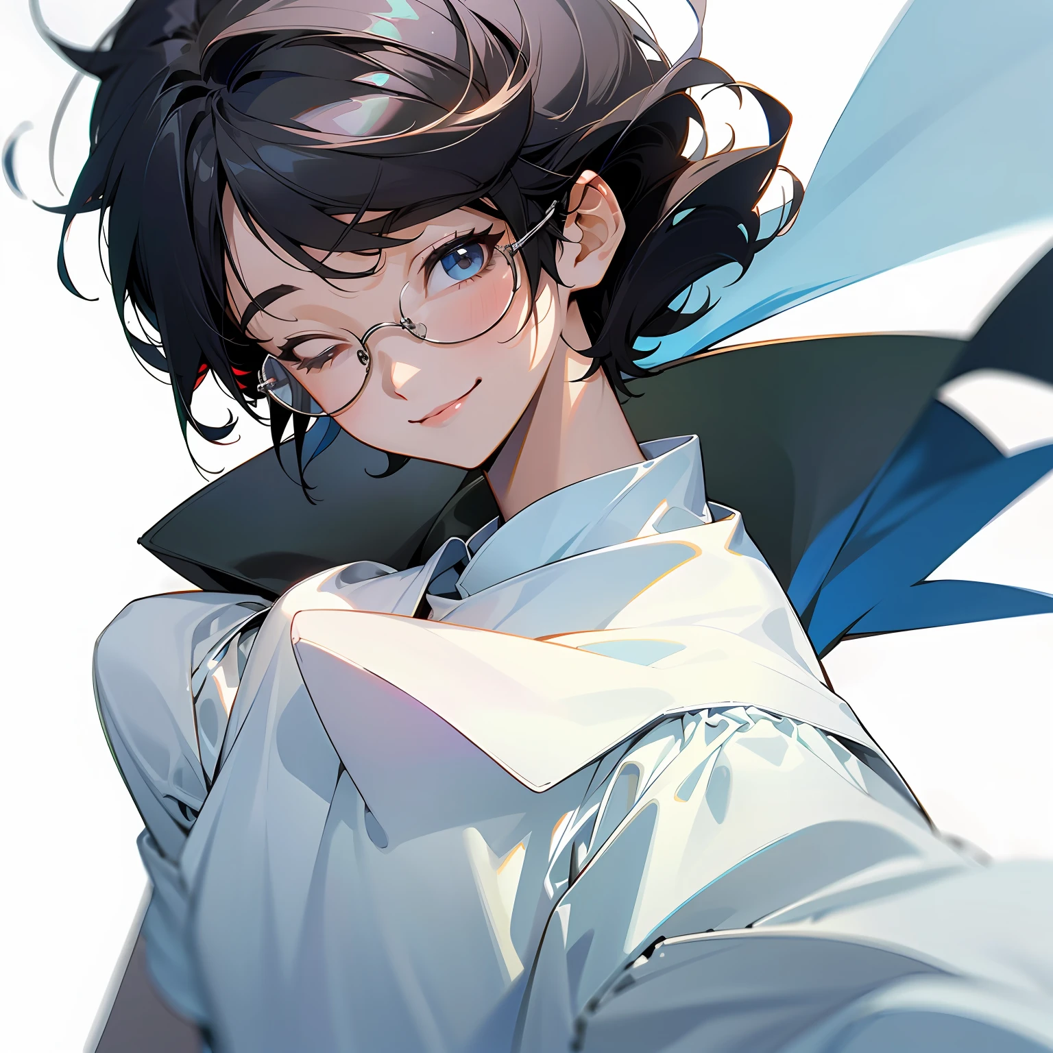 short detailed hair,eye glass,校服,High school girls --auto