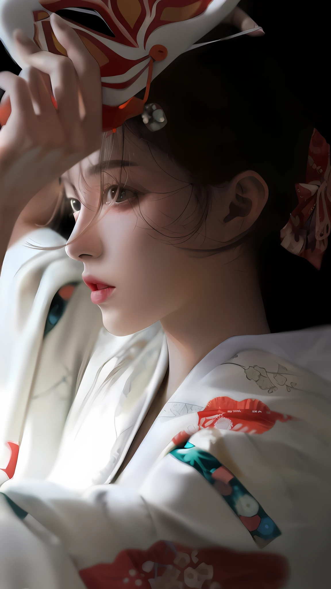 Araki woman in kimono，A hat on his head, Guviz-style artwork, komono, elegant japanese woman, Beautiful digital artwork, in a kimono, Japanese woman, in a kimono, Palace ， A girl in Hanfu, Japanese model, inspired by Yanjun Cheng, geisha photo portrait, Guviz