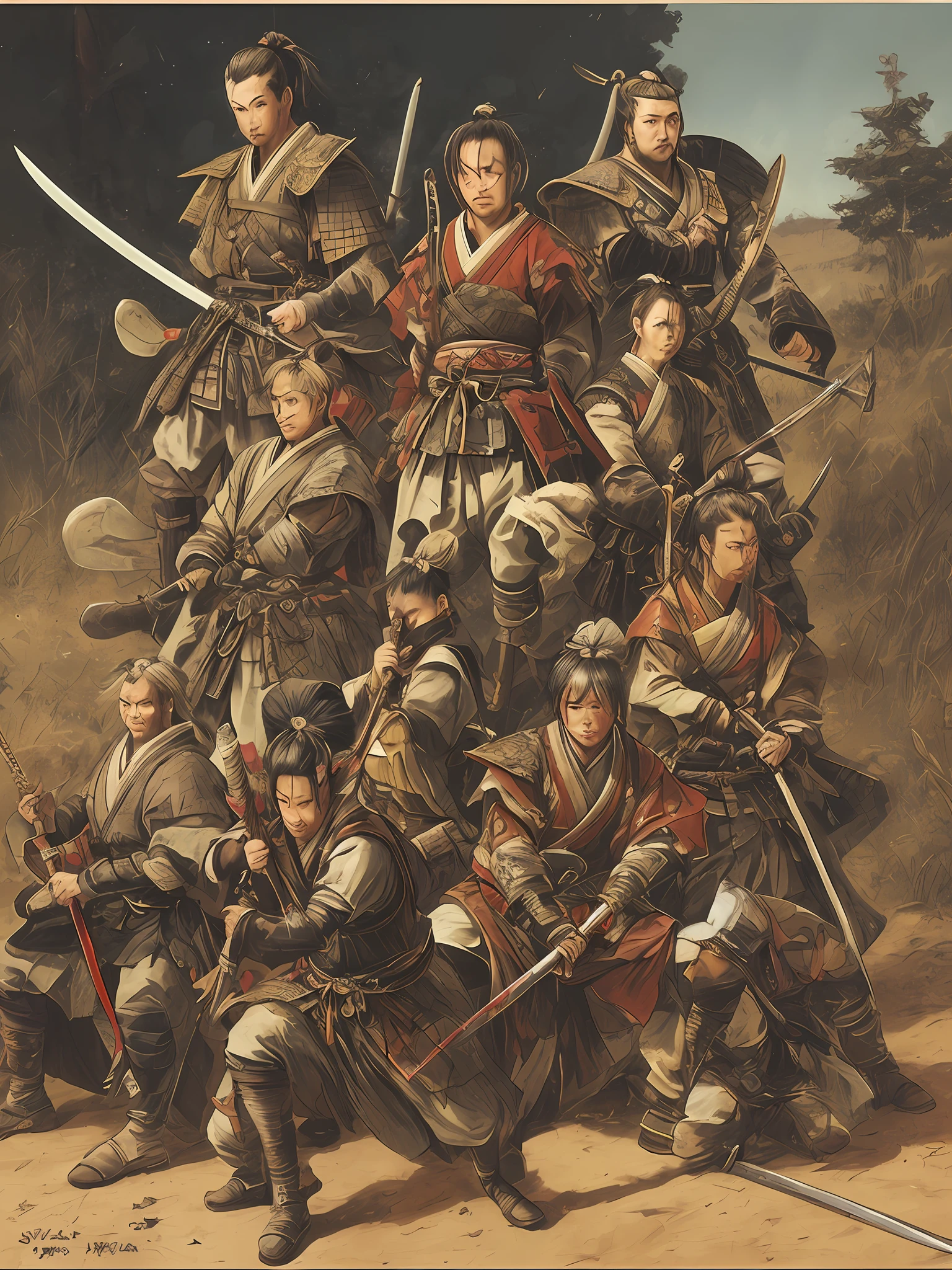samurais,with sword,Machinary