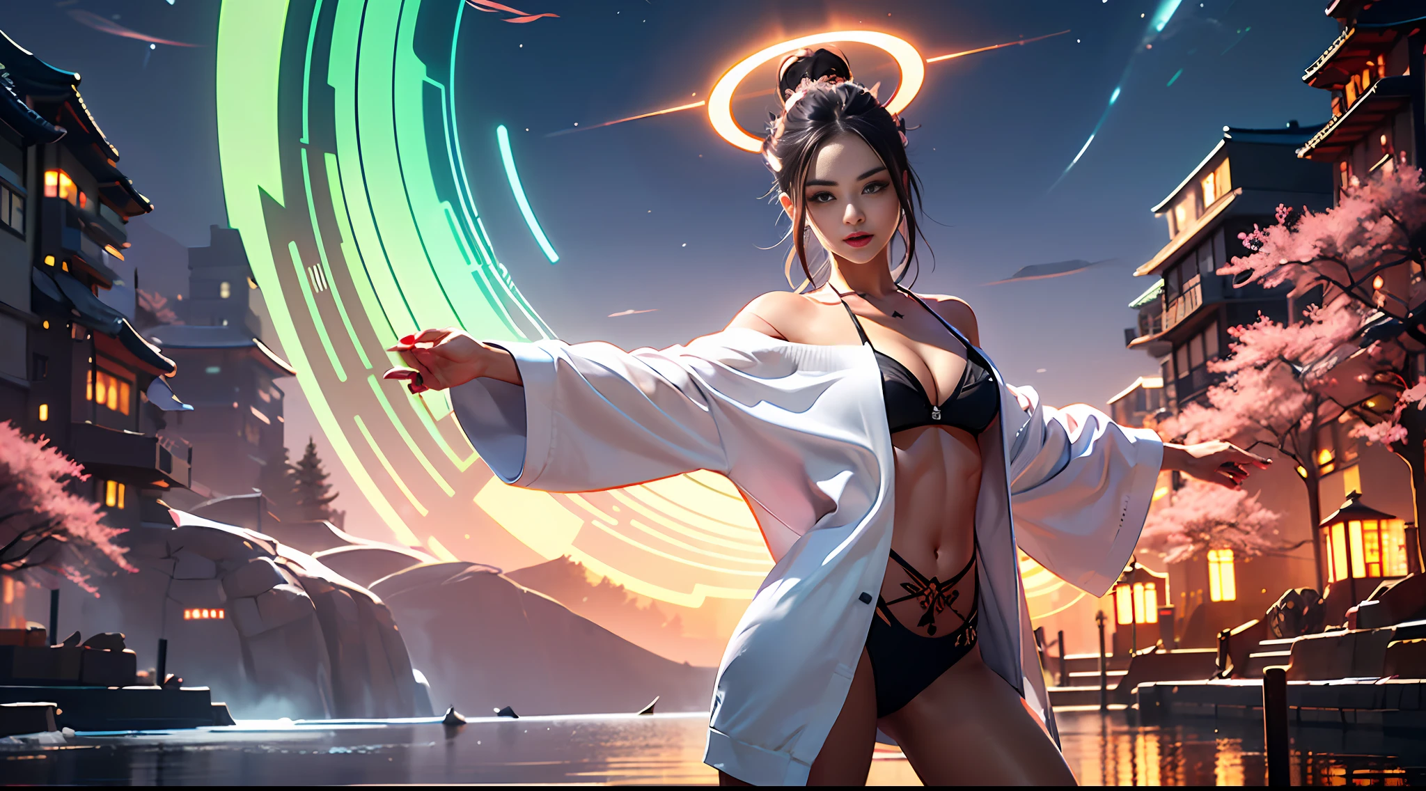 At this time, a beautiful woman was photographed by the camera，Beauty K cup teardrop shape giant tit，Make the super sexy body with obvious sexual characteristics particularly irritating，The beauty Kazilan's giant eyes are pupils with fire，Breast patches prevent dew point，The beauty has a nose like a kitten，Small cherry bites，Bright eyes，Swan neck，Slip shoulders，Beauty collarbone，Shake your arms gently，The slender jade hand posture is like playing music with five fingers relaxed，Gourd shape figure，Funnel waist，Vest line，Pear-shaped buttocks，The butterfly straddles a pair of ultra-slender, rounded and toned legs，Colorful hair，Overhead halo，Gorgeous colorful tattoos，Delicate manicure，Gorgeous trinkets，Snowtops in the distant mountains，Aurora meteor，Colorful cherry blossoms，The sea rises and the moon rises，Hanhai blue ice，Full of neon，The storm is clear，The galaxy is shining，Away from the hustle and bustle，Victoria's Secret，A smile is good，Use Midjourney's advanced brush tools and experiment with different color palettes and strokes to reveal and enhance the seductive crimson quality of your scenes, as well as the magnificent natural landscape in different weather conditions in the background。Use Midjourney's advanced brush strokes and texture tools and experiment with different models and materials to add a glamorous look to thin bikini-like fabrics and intricate hairstyles and make-up, as well as tattoos。Using Midjourney's advanced brushstroke and texturing tools, the super sexy teardrop-shaped giant tit has a jelly-like Q-bomb texture and an oily and authentic texture, and is constrained into various shape poses，Showcases unique firm body and femininity with seductive and seductive yoga dance poses。Use Midjourney's powerful tools，You can bring this captivating and captivating scene to life with incredible detail and beauty。  hdr，（真实感，Masterpiece quality，best qualtiy），，pureerosface_v1，ulzzang-6500-v1.1