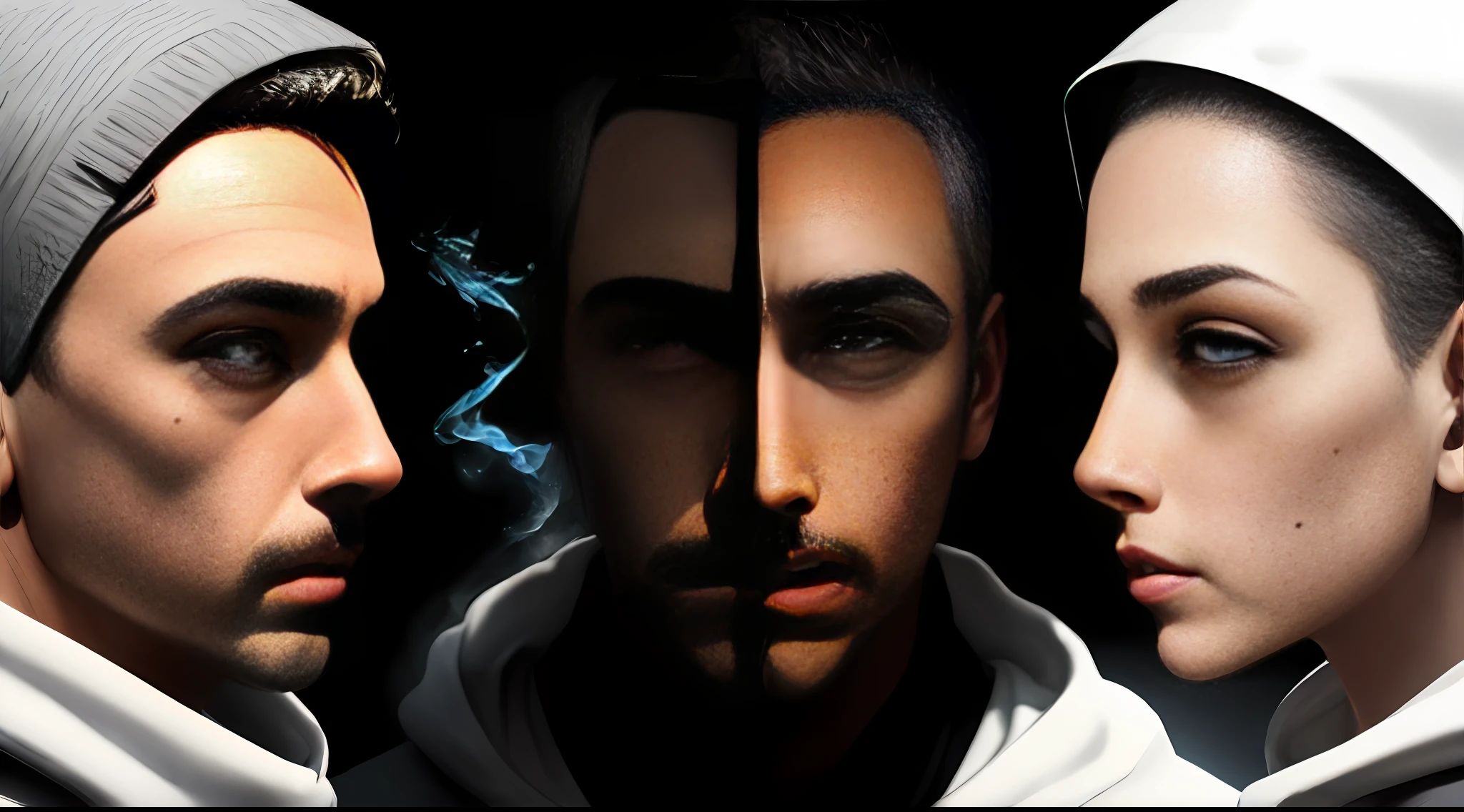 crew cut, hood, mole under eye, fume, outside border, lineup, from above, atmospheric perspective, Minimalism, drop shadow, stereogram, 4K