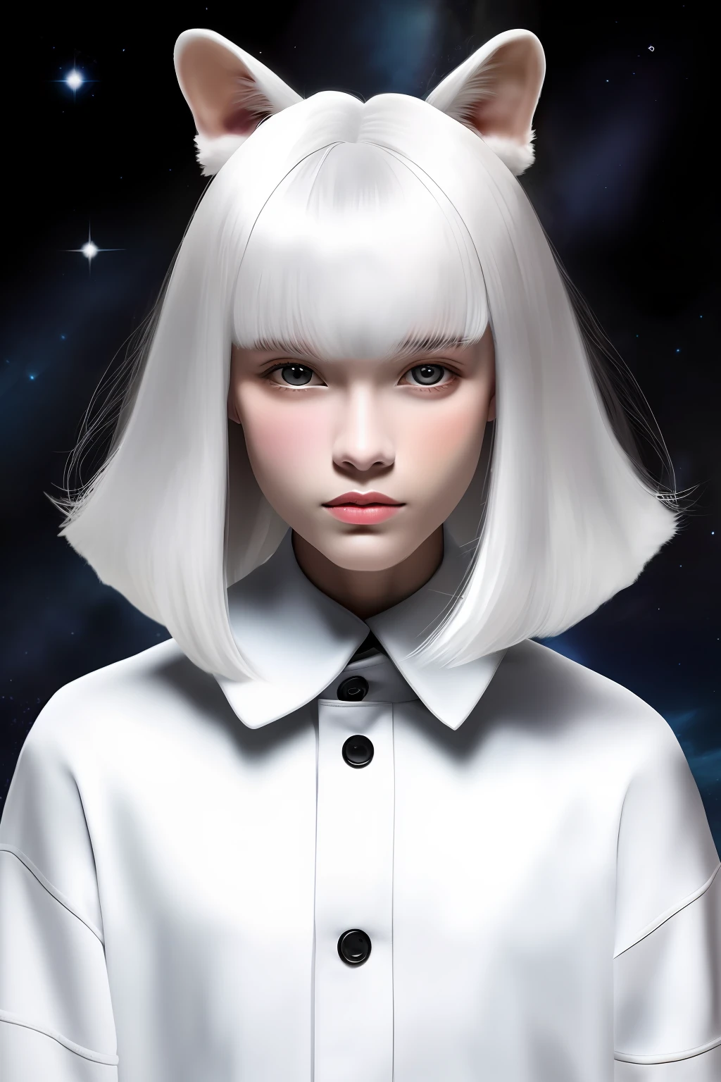White hair,femele,The upper part of the body