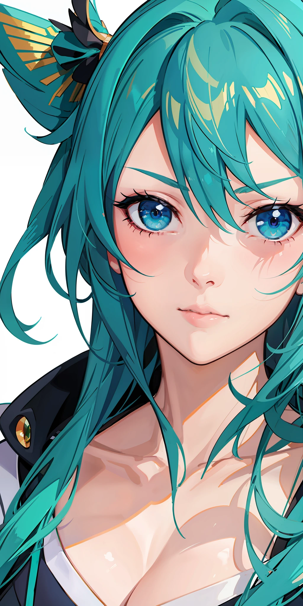 anime girl with green hair and blue eyes staring at the camera, Stunning anime face portrait, Detailed digital anime art, a beautiful anime portrait, detailed portrait of an anime girl, Digital anime art, realistic anime artstyle, Digital anime illustration, Anime style portrait, Realistic anime art style, Beautiful anime face, style of anime4 K, Anime style. 8K, Anime girl portrait
