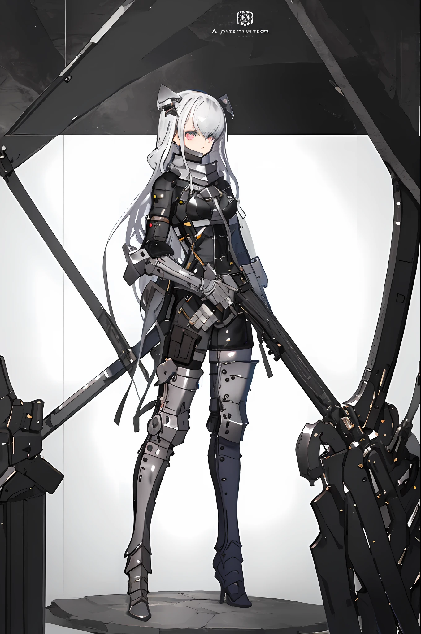 1girl,solo,white hair,long hair,armor