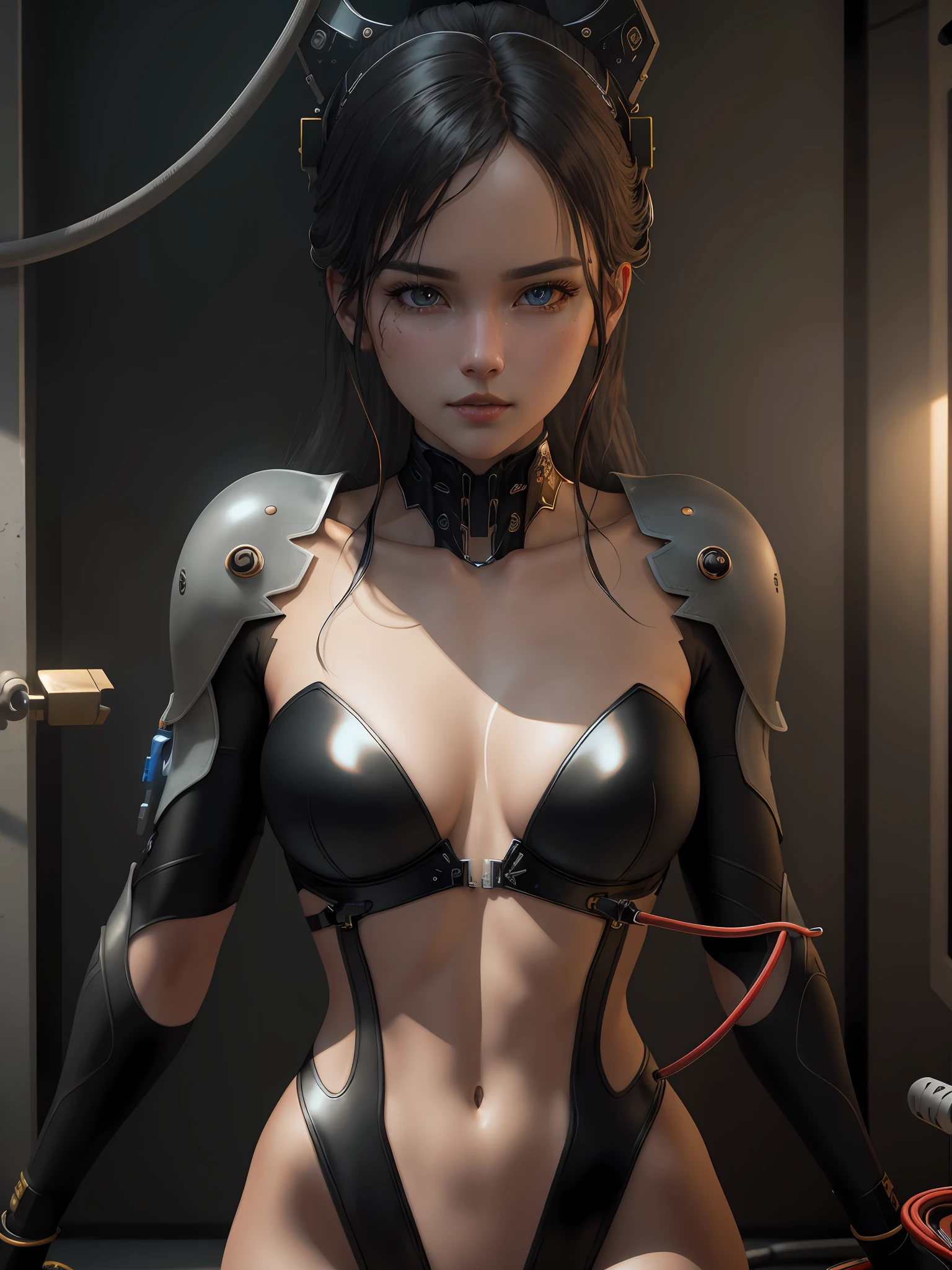 Complex 3d rendering with very detailed beautiful OL,150 mm,Beautiful studio soft light,rim-light,vibrant detail,Black lace,hyper - realist,face muscles,Cable Electrical Wire,,ellegance,beatiful background,rendering by octane,HR Giger style,8k,best qualtiy,tmasterpiece,illustratio,very fine and beautiful,非常详细,CG,unified,Wallpapers,(fidelity,fidelity:1.37),astounding,finedetail,tmasterpiece,best qualtiy,offcial art,Extremely detailed CG unified 8k wallpaper,