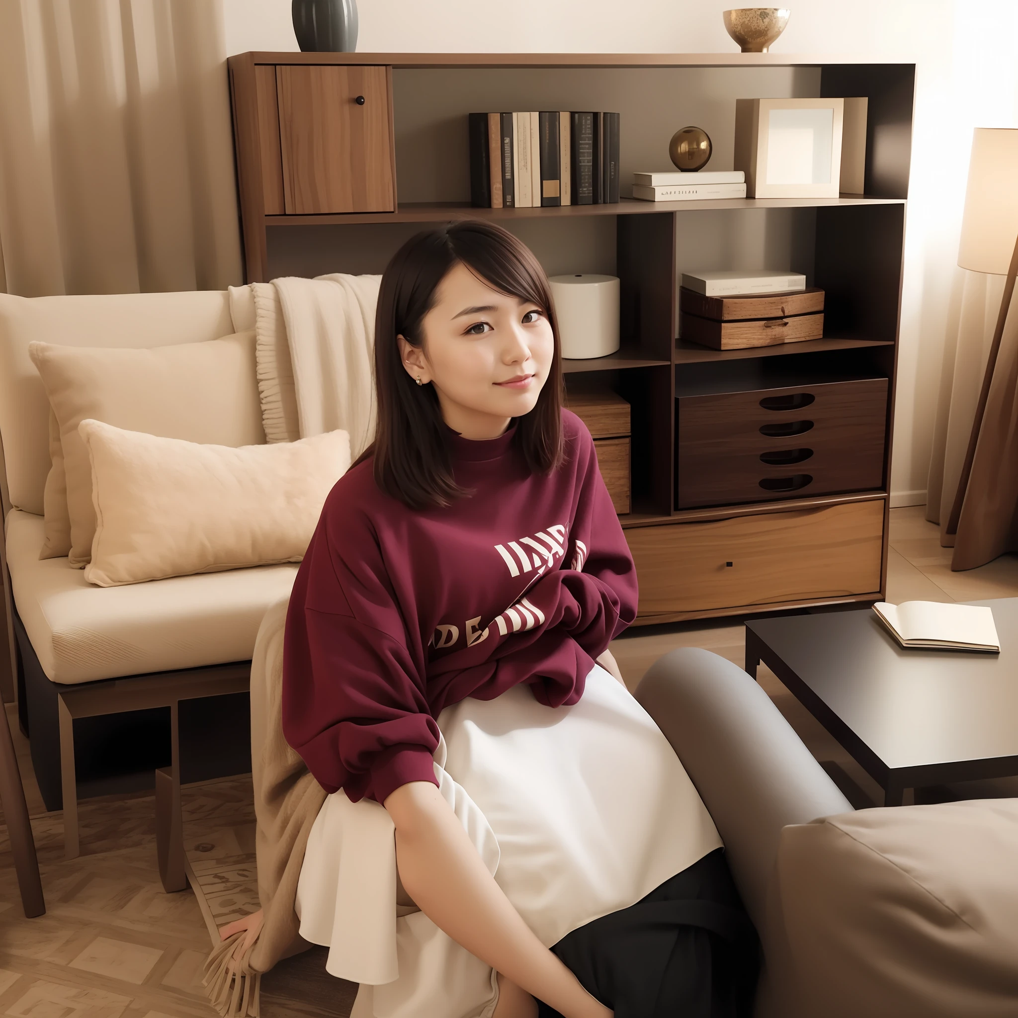 Girl introducing furniture to client