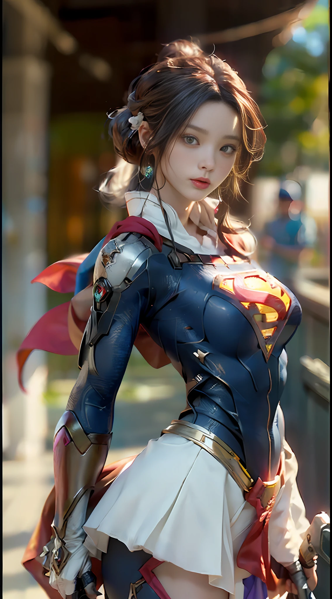 (Melhor qualidade da Supergirl), ((obra-prima), (detalhe: 1.4), ....3d, Uma Bela Mulher totalmente loira Cyberpunk, HDR (high dynamic range), Satin Apparel, ray tracing, NVIDIA RTX, Super-Resolution, Unreal 5, espalhamento subsuperficial, Texturas PBR, Post-processing, anisotropic filtering, profundidade de campo, Maximum Sharpness and Sharpness, texturas multicamadas, Mapas de Albedo e Realce, surface shading, Precise simulation of light-material interactions, perfectly proportions, octan render, Luz de Duas Cores, grande abertura, ISO baixo, white-balance, rule of thirds, 8K BRUTO, with superman S symbol on the chest. Olhos azuis Brilhantes, olhos azuis.