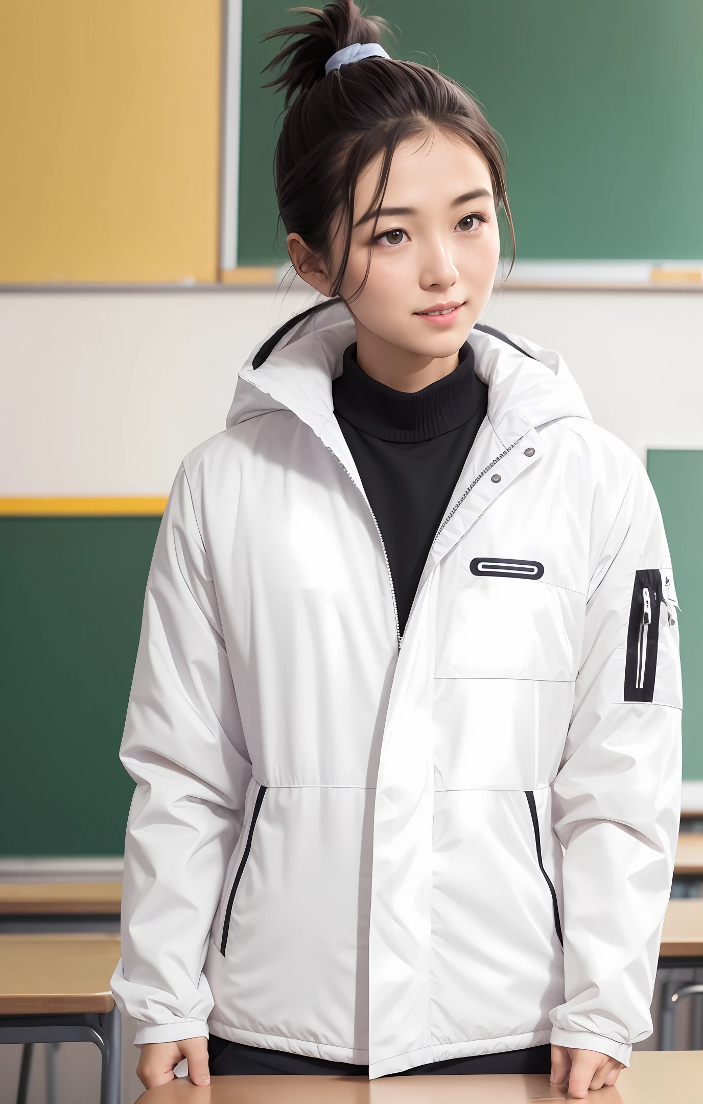 Review,ssmile,Classroom,White down jacket